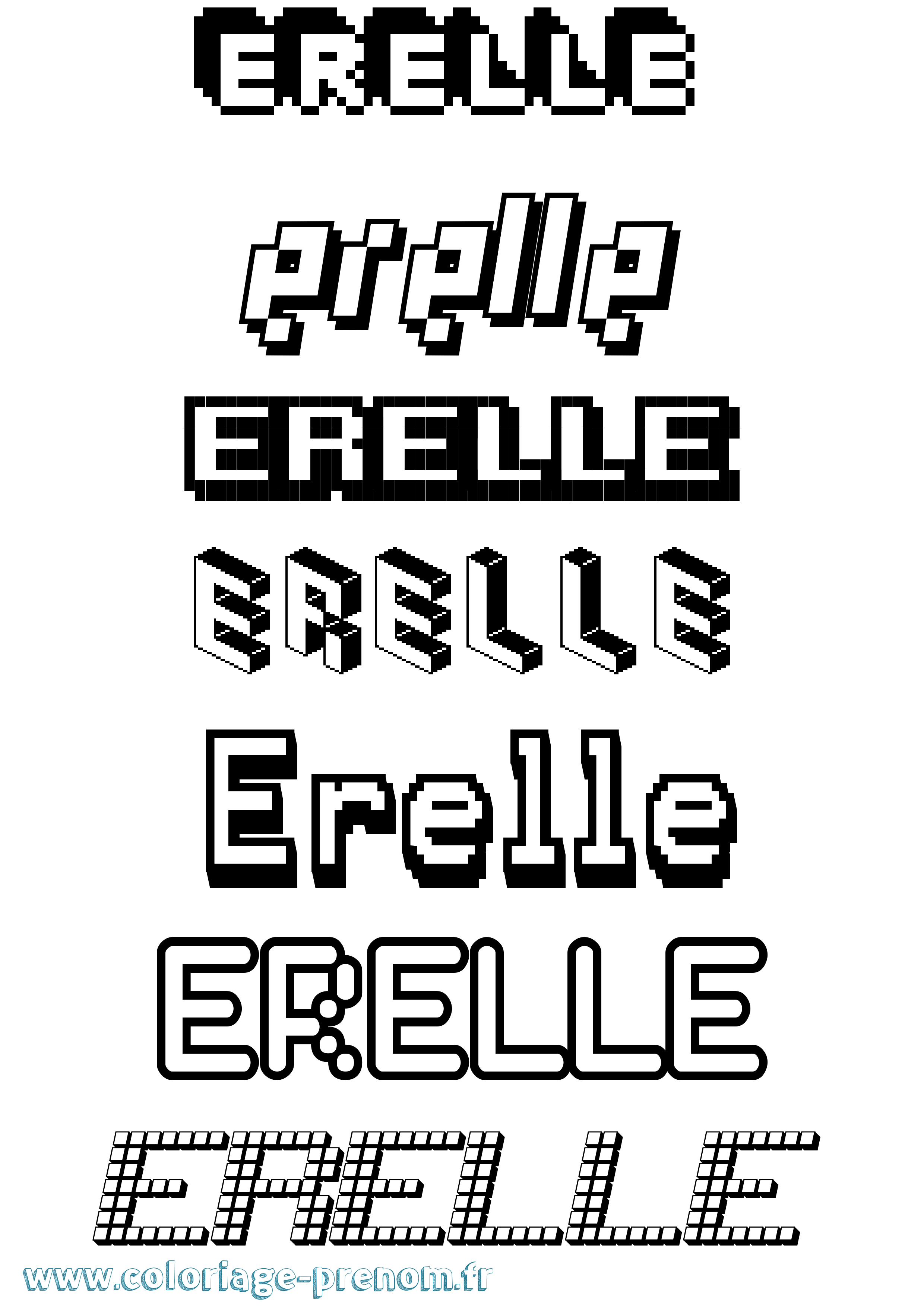 Coloriage prénom Erelle Pixel