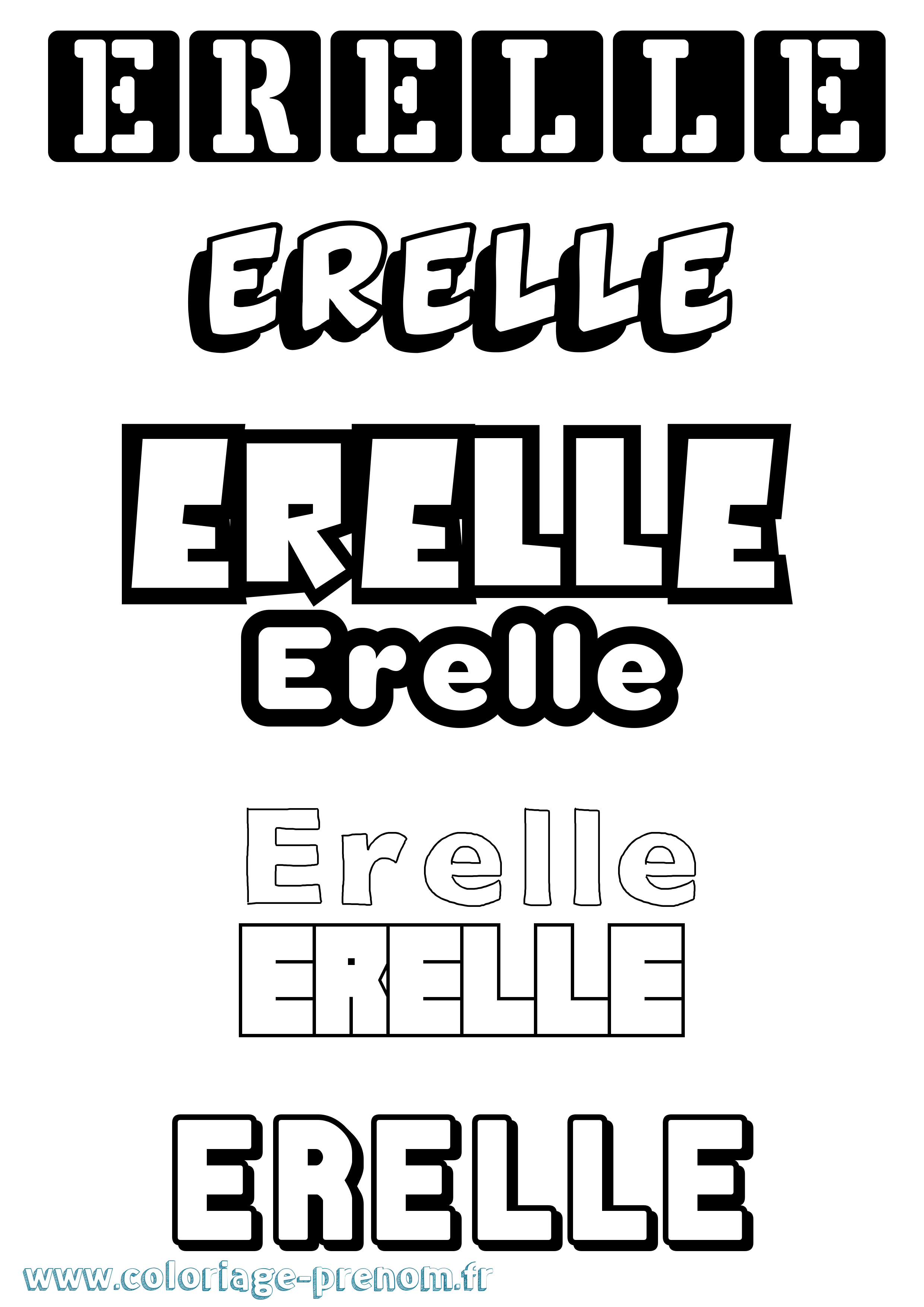 Coloriage prénom Erelle Simple