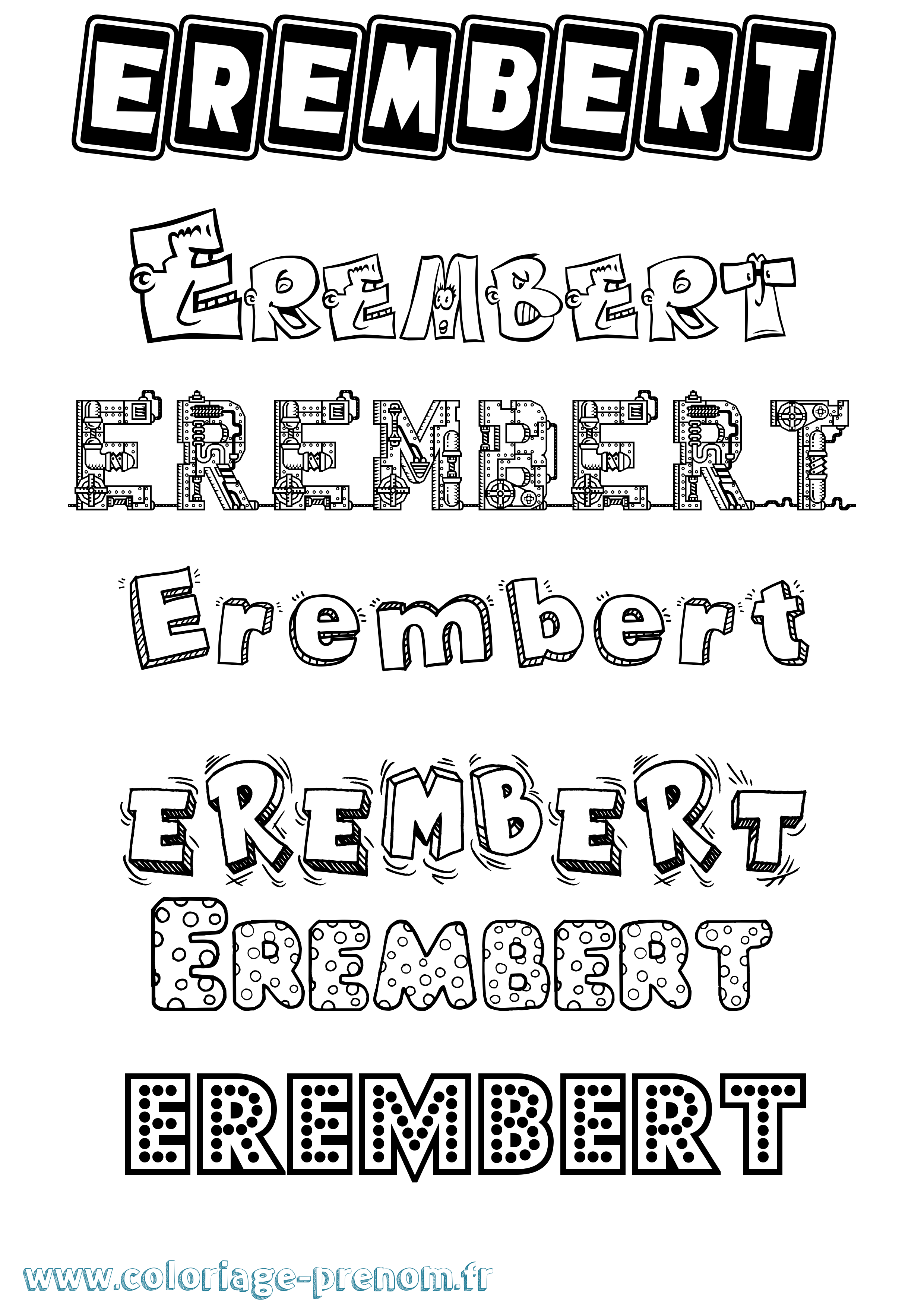 Coloriage prénom Erembert Fun