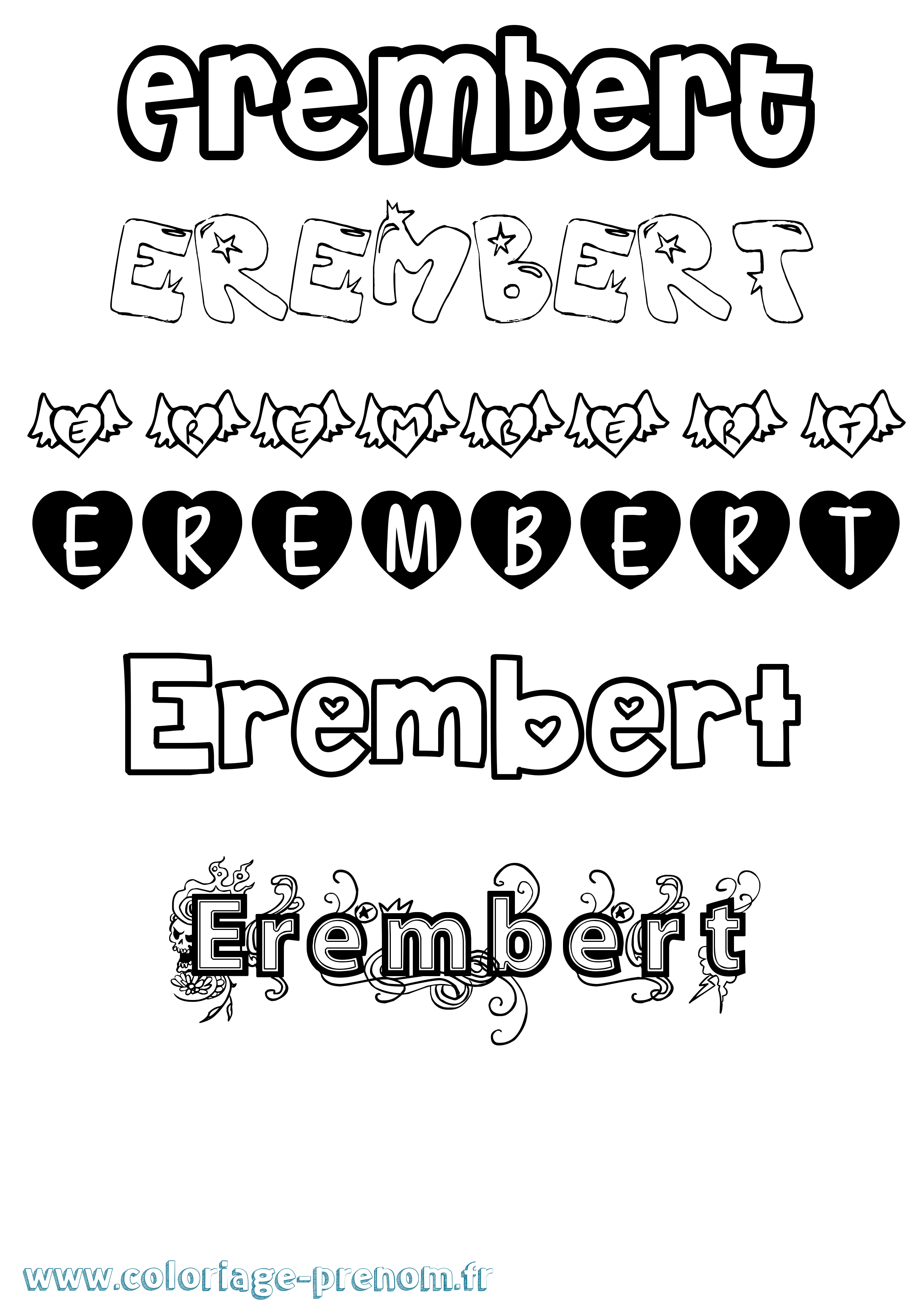 Coloriage prénom Erembert Girly