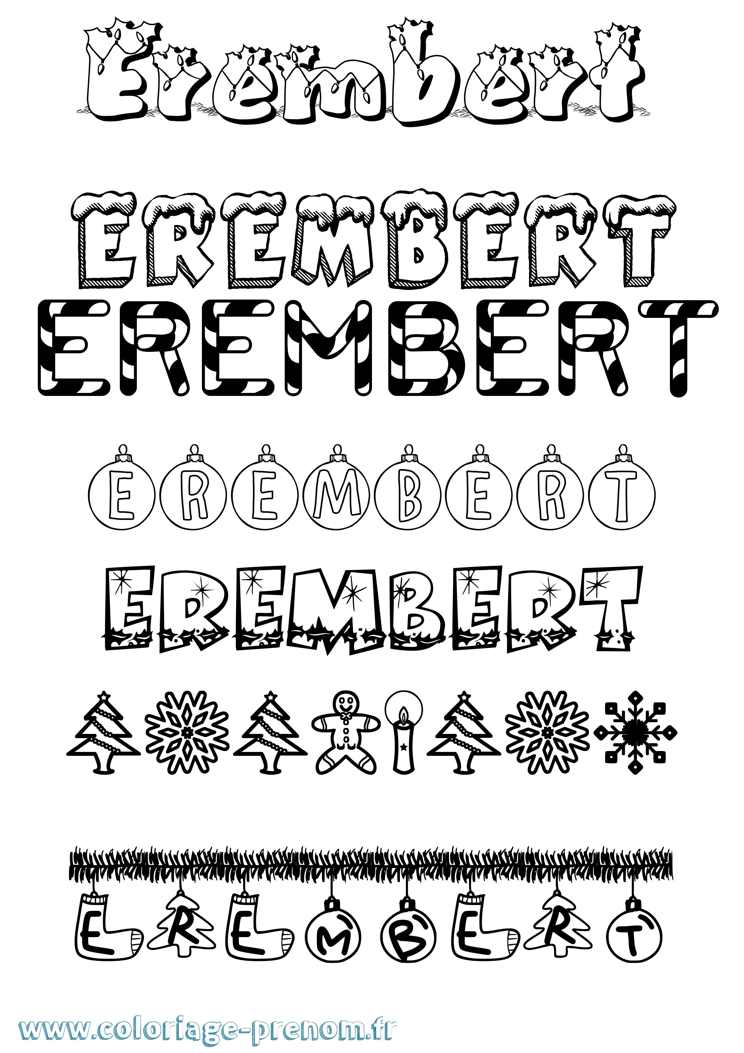 Coloriage prénom Erembert Noël