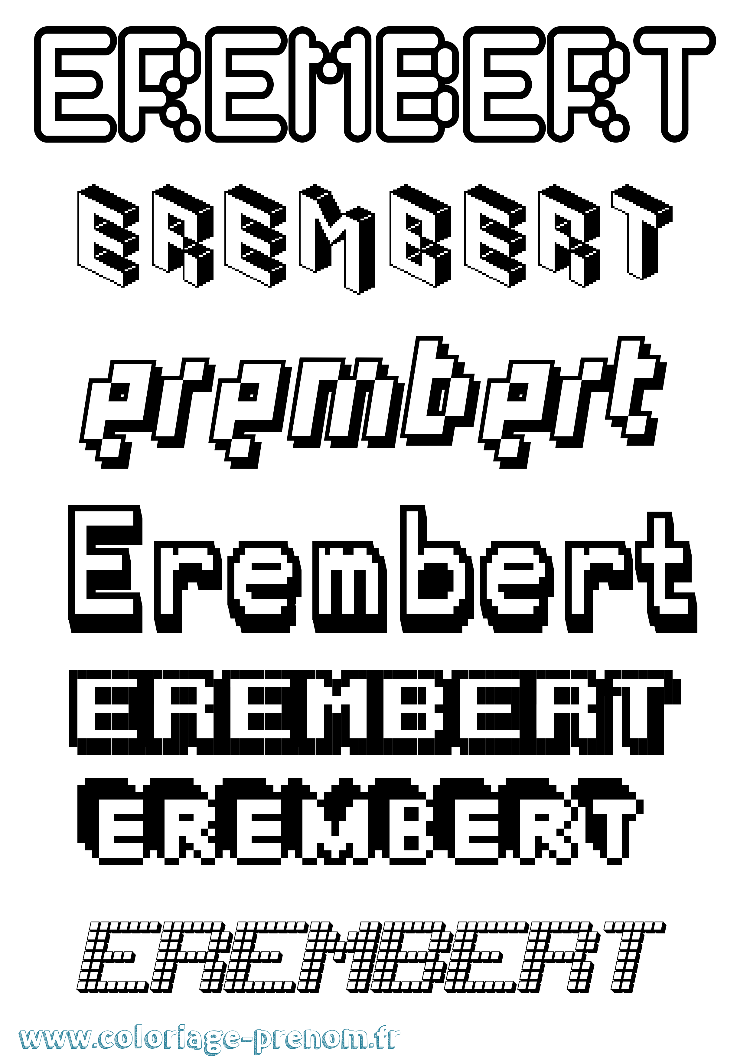 Coloriage prénom Erembert Pixel