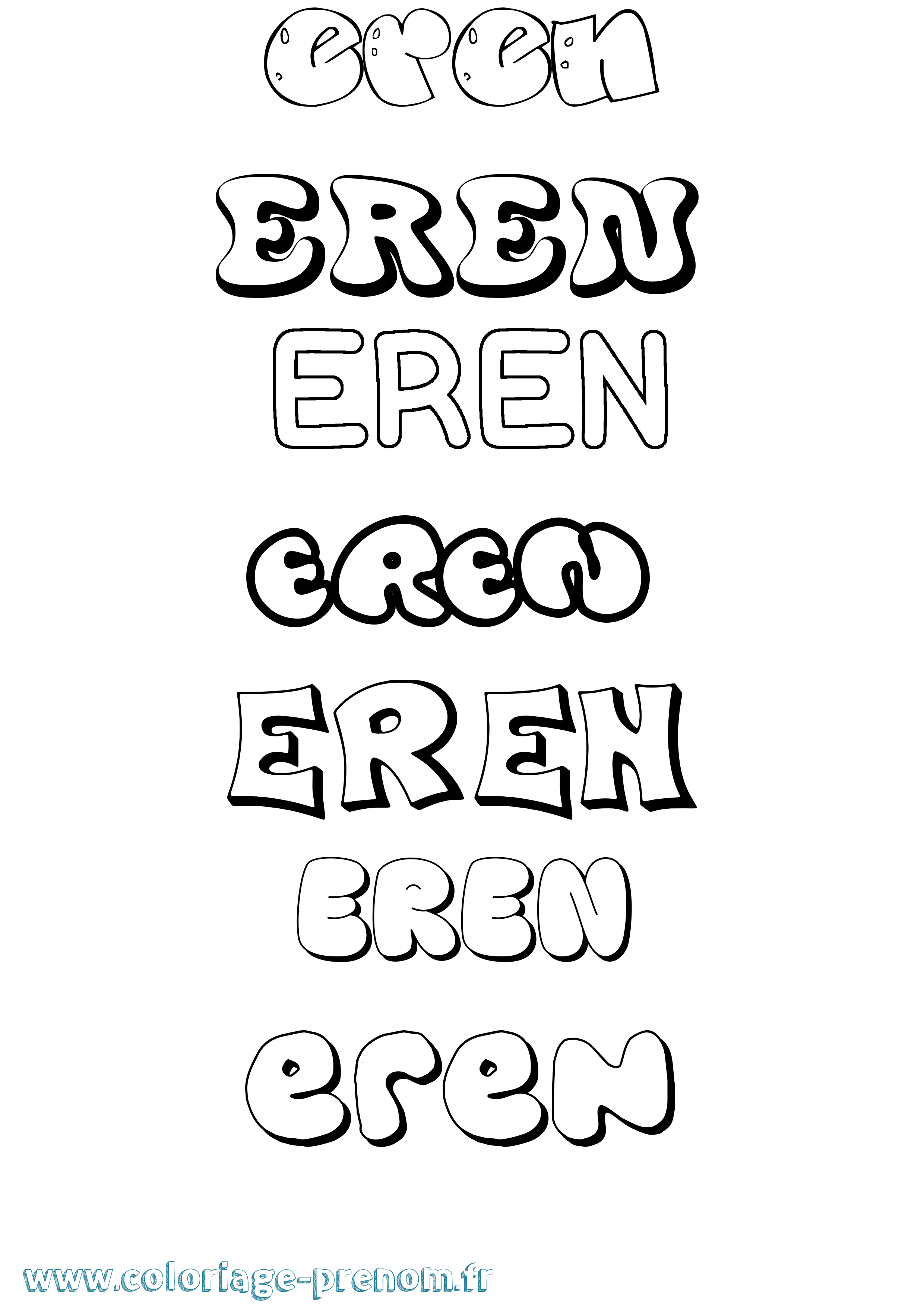 Coloriage prénom Eren Bubble