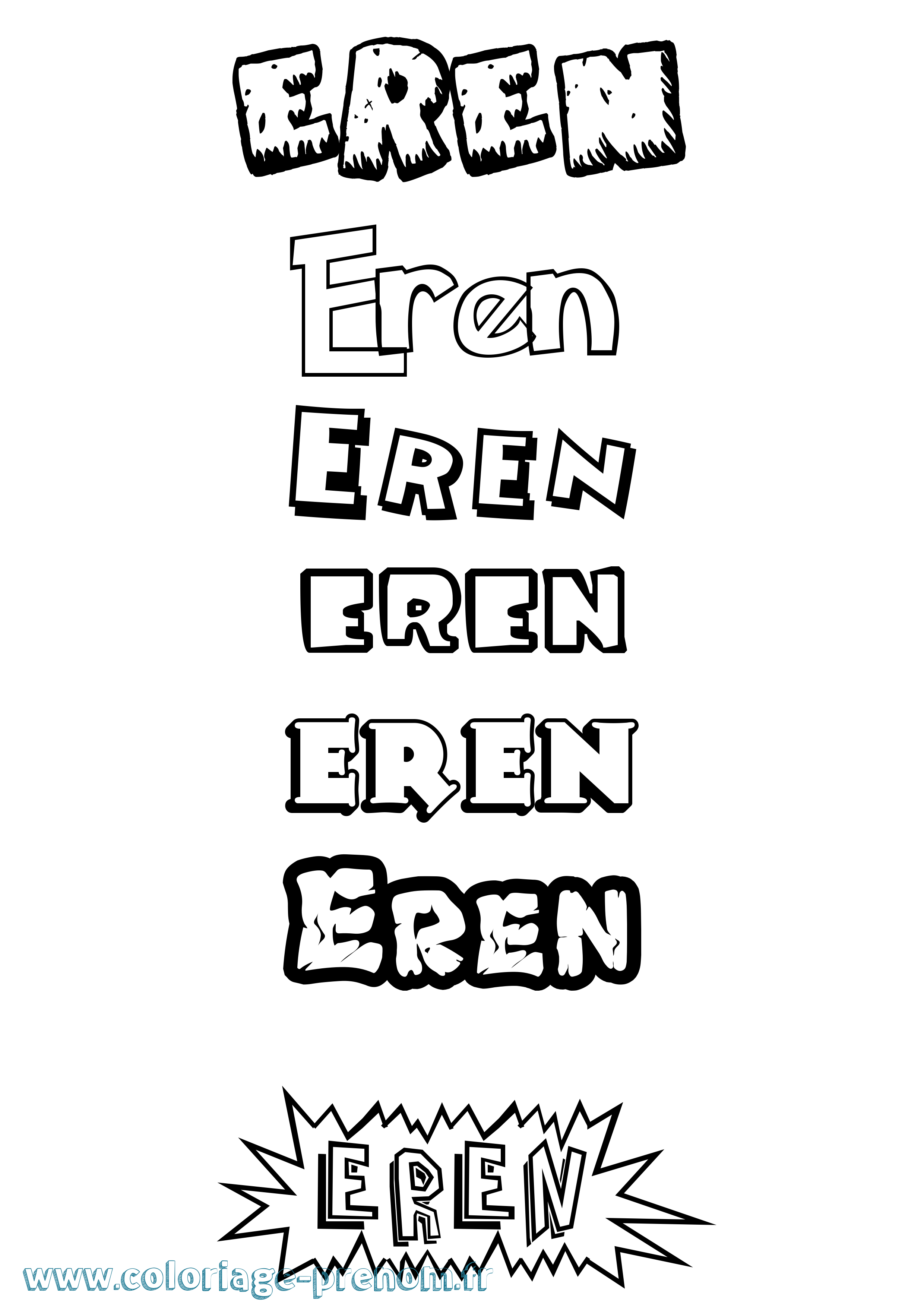 Coloriage prénom Eren Dessin Animé