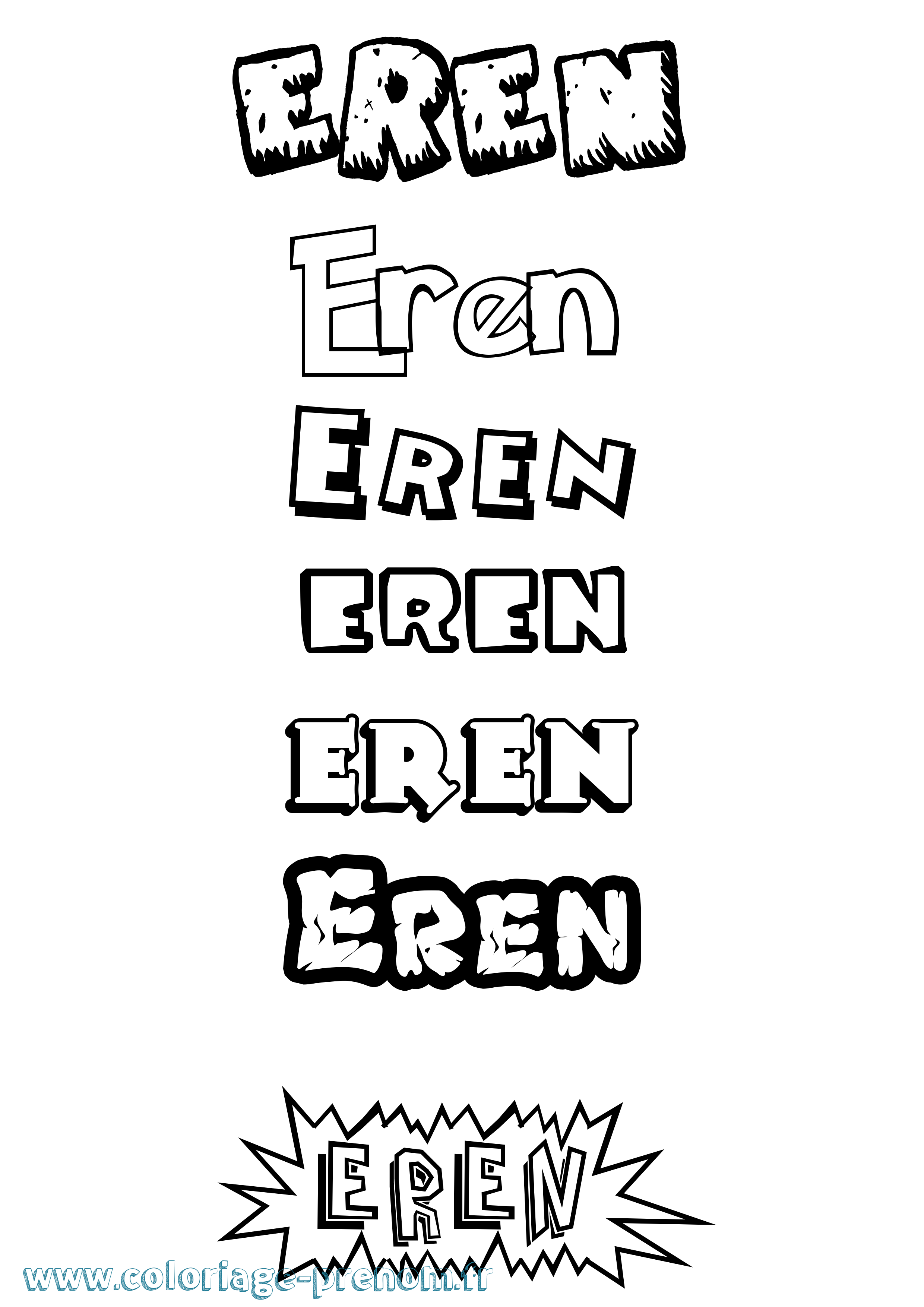 Coloriage Eren Dessin Animé Coloriage prénom Eren Dessin Animé