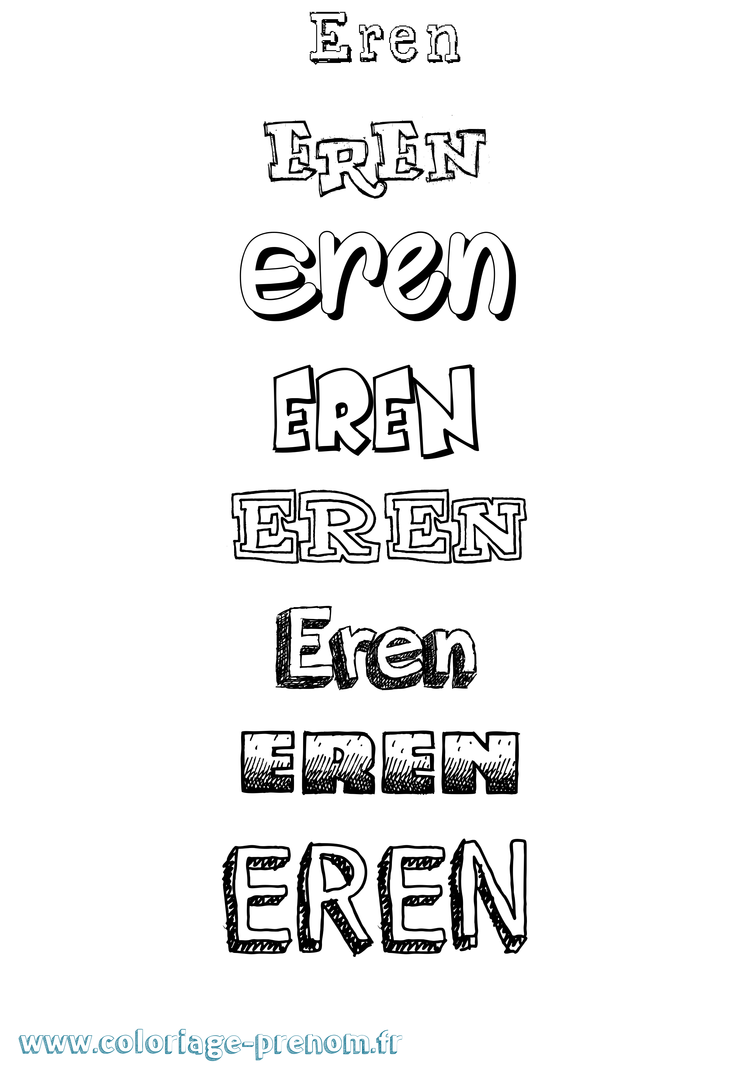 Coloriage Eren Dessiné Coloriage prénom Eren Dessiné