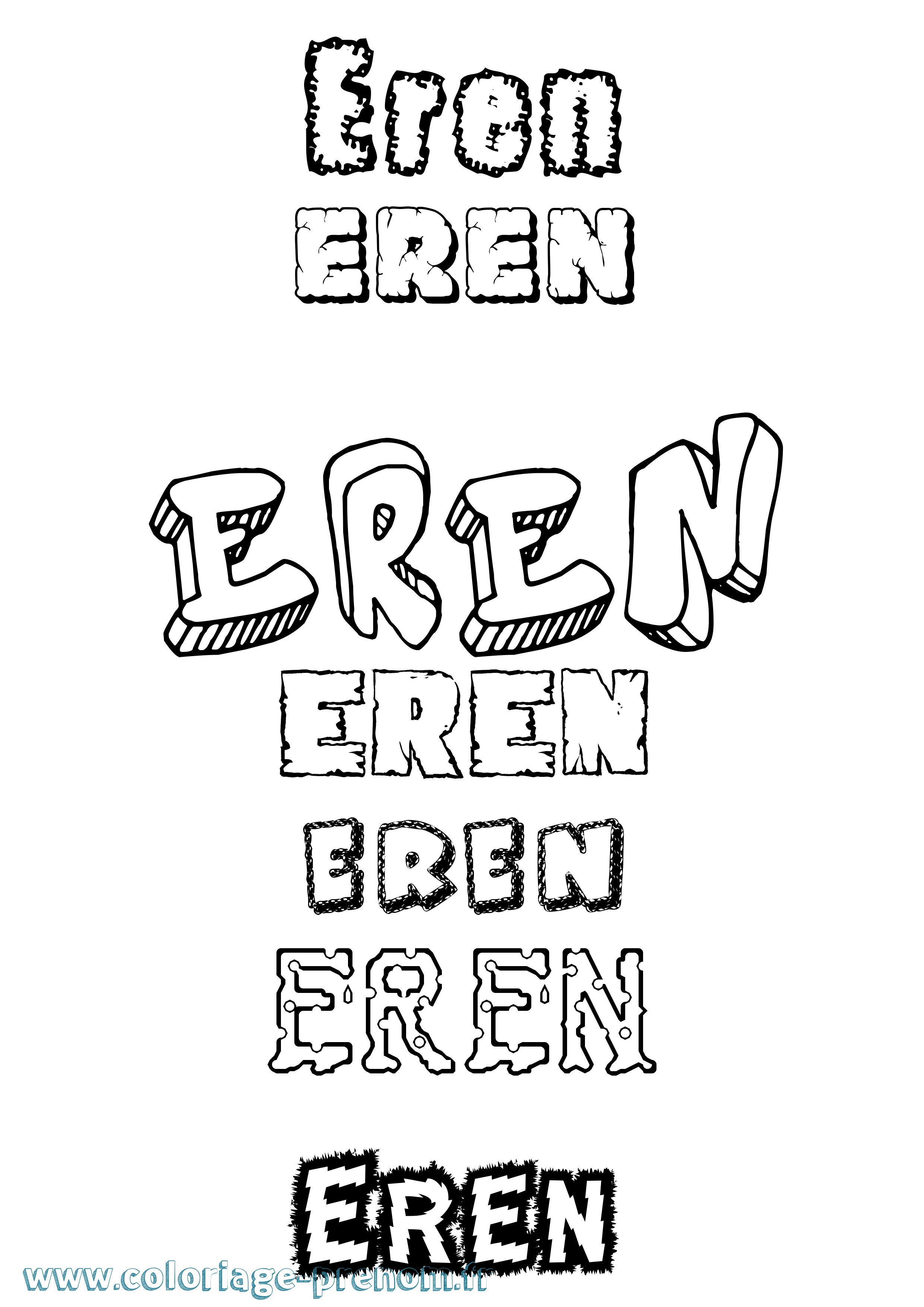 Coloriage Eren Destructuré Coloriage prénom Eren Destructuré