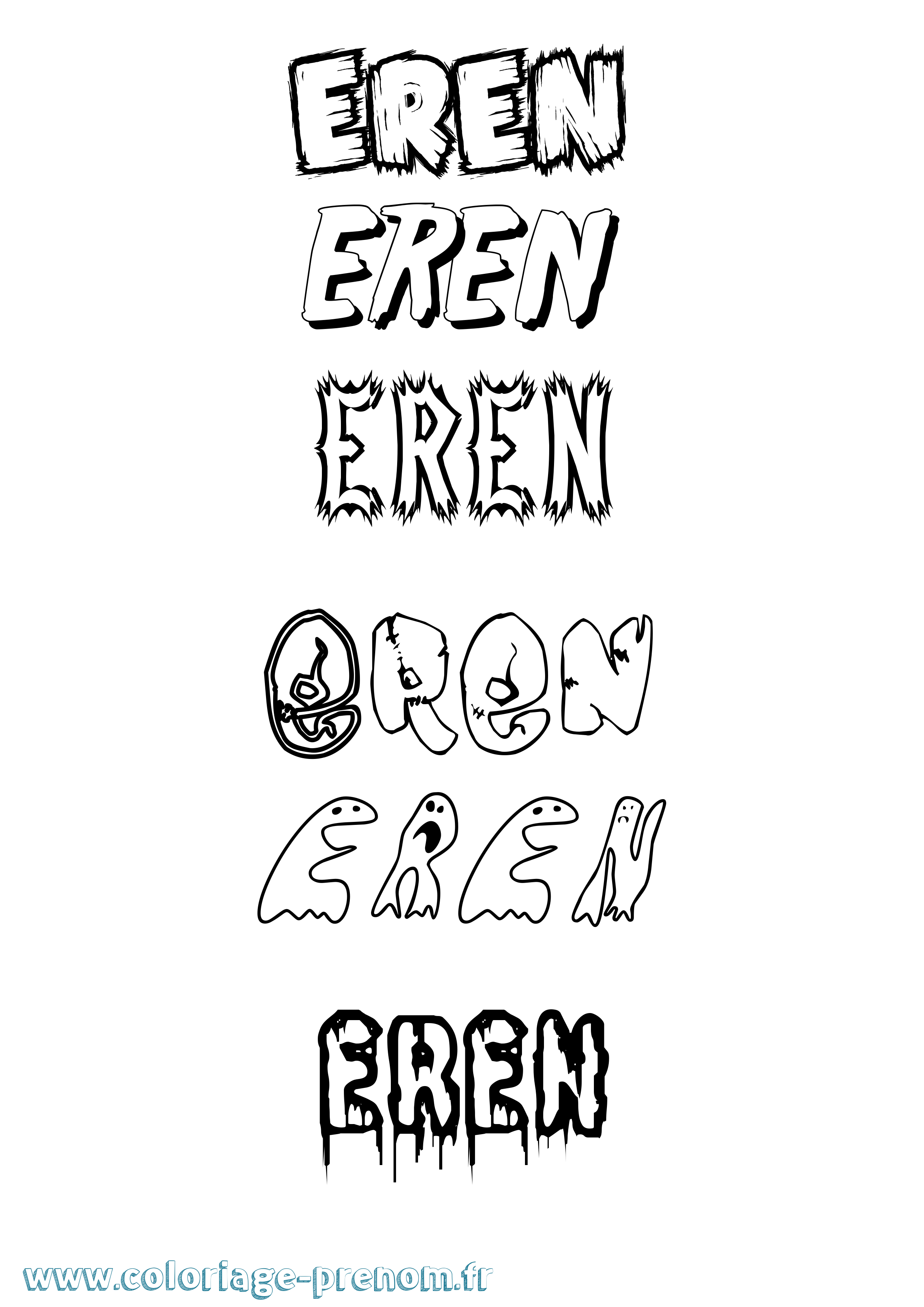 Coloriage Eren Frisson Coloriage prénom Eren Frisson