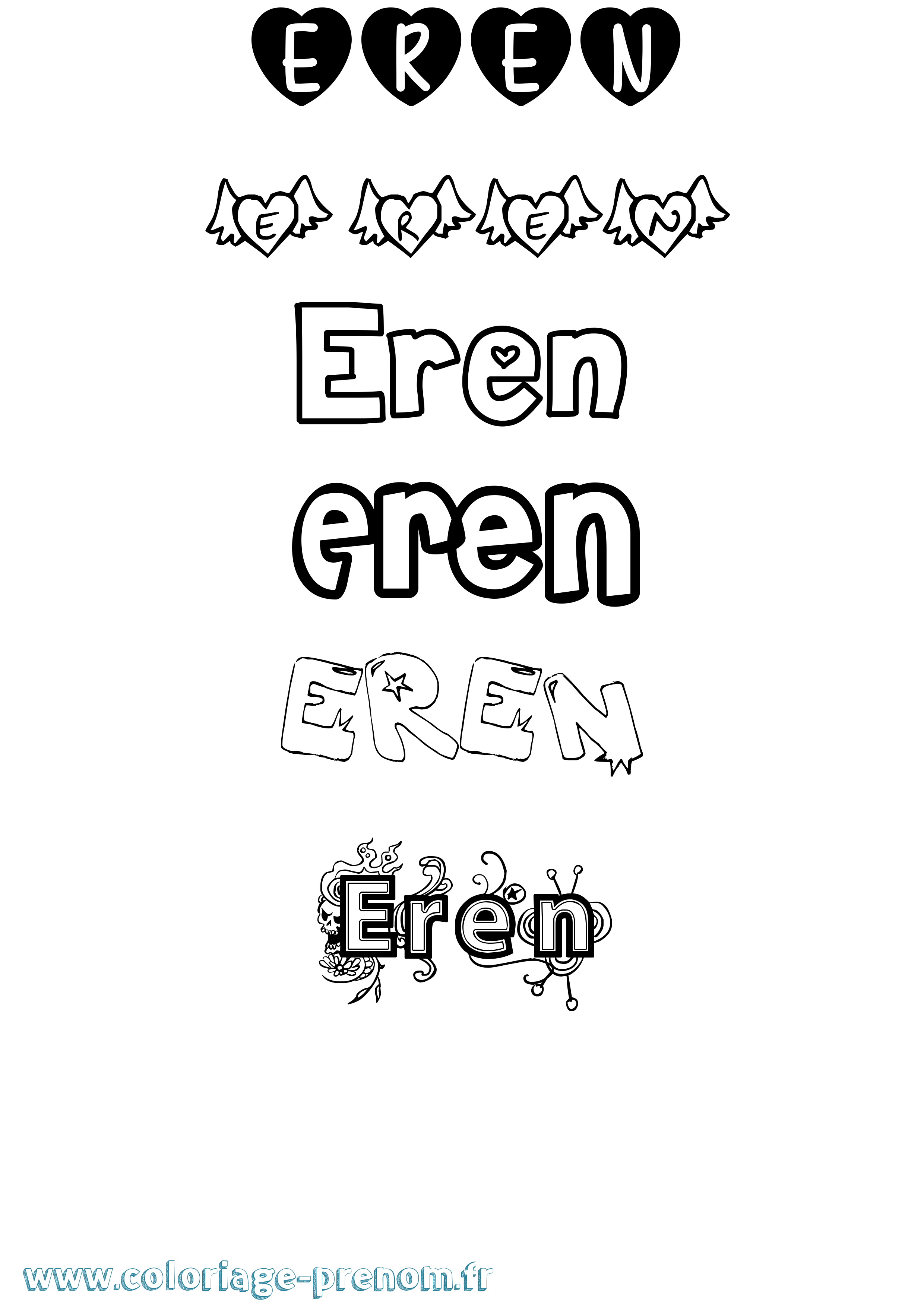 Coloriage prénom Eren Girly