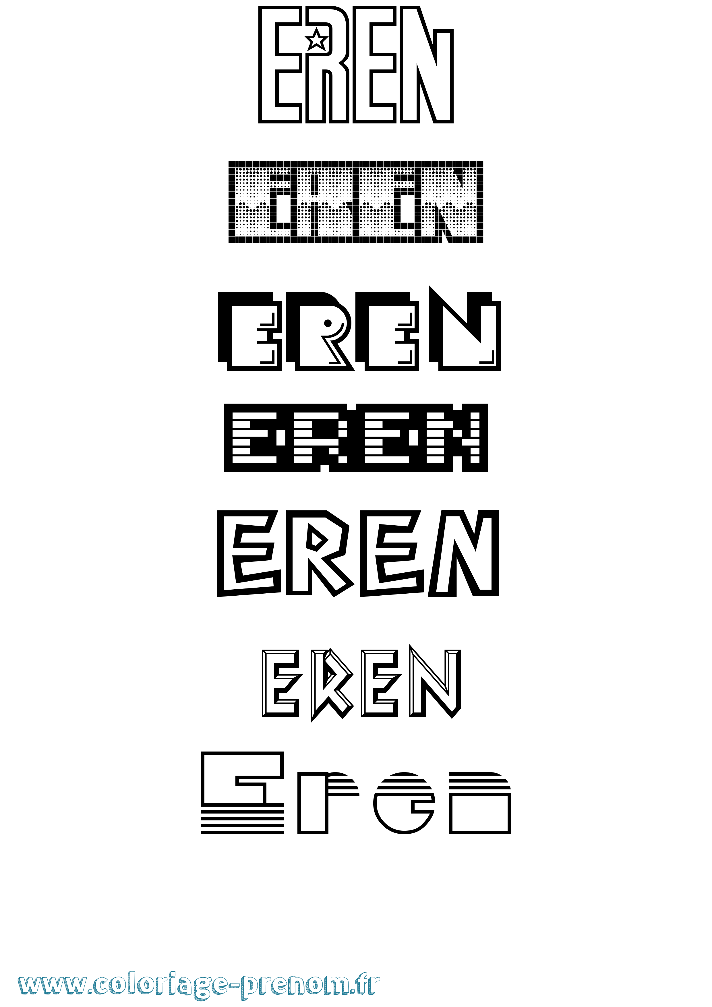 Coloriage prénom Eren Jeux Vidéos
