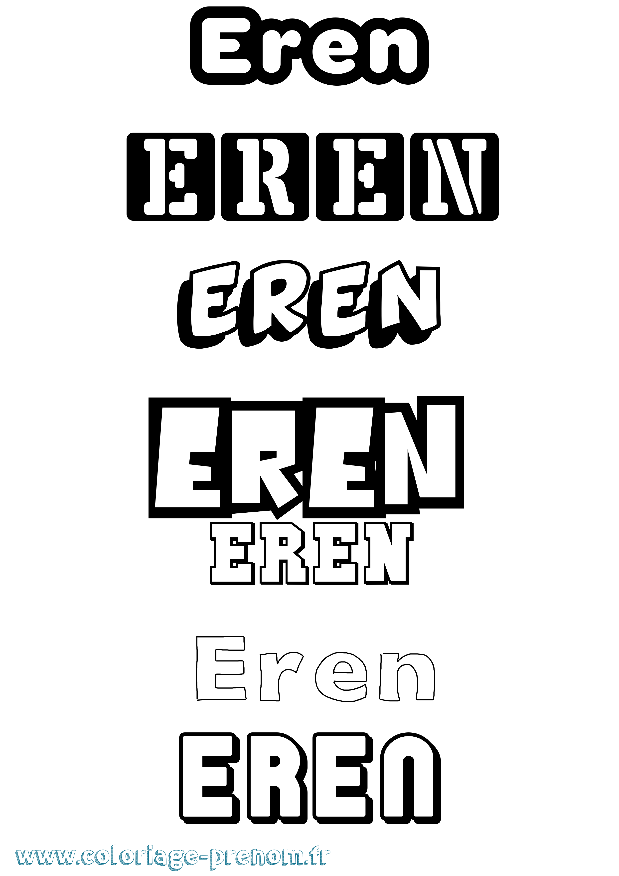 Coloriage Eren Simple Coloriage prénom Eren Simple