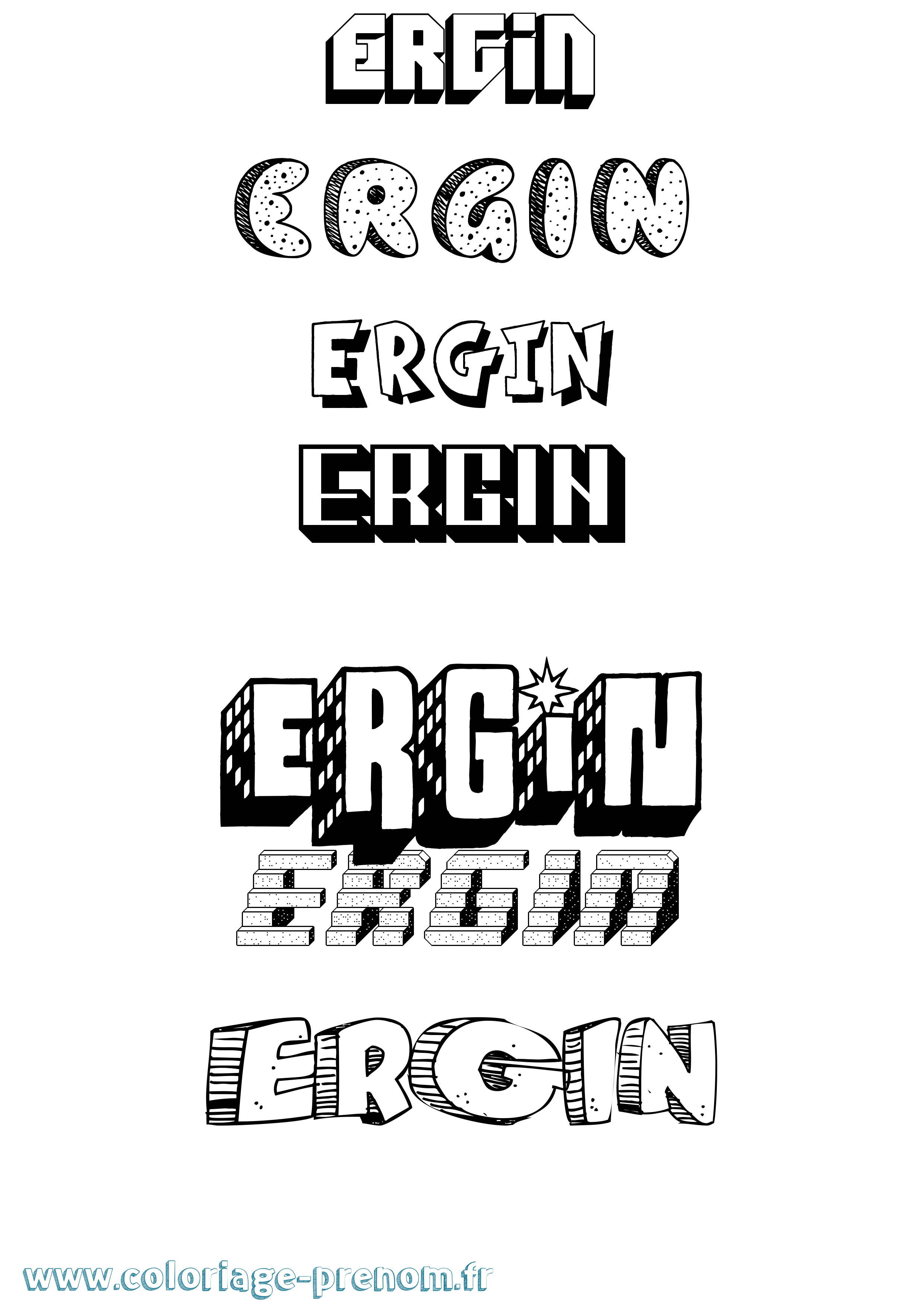 Coloriage prénom Ergin Effet 3D