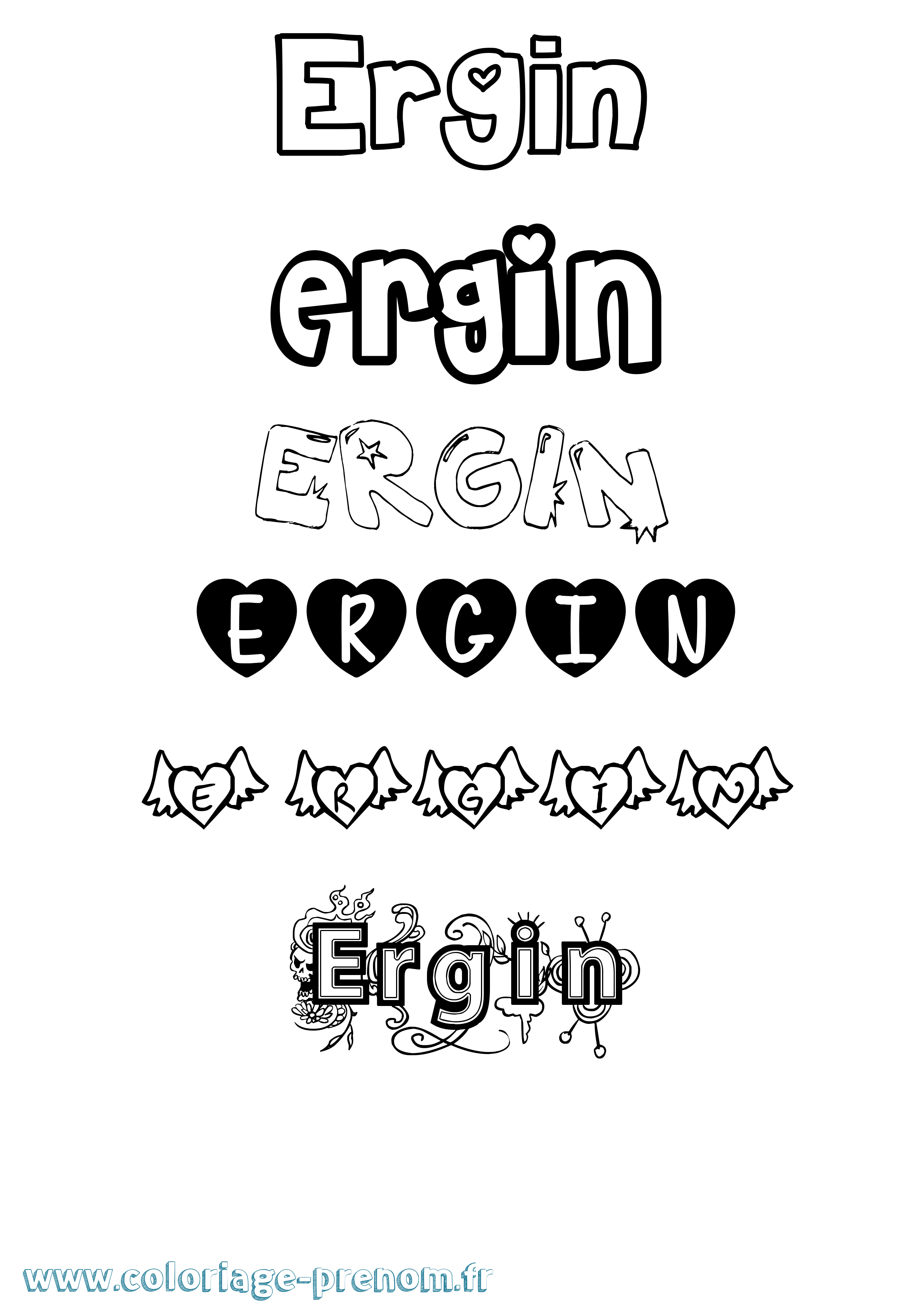 Coloriage prénom Ergin Girly