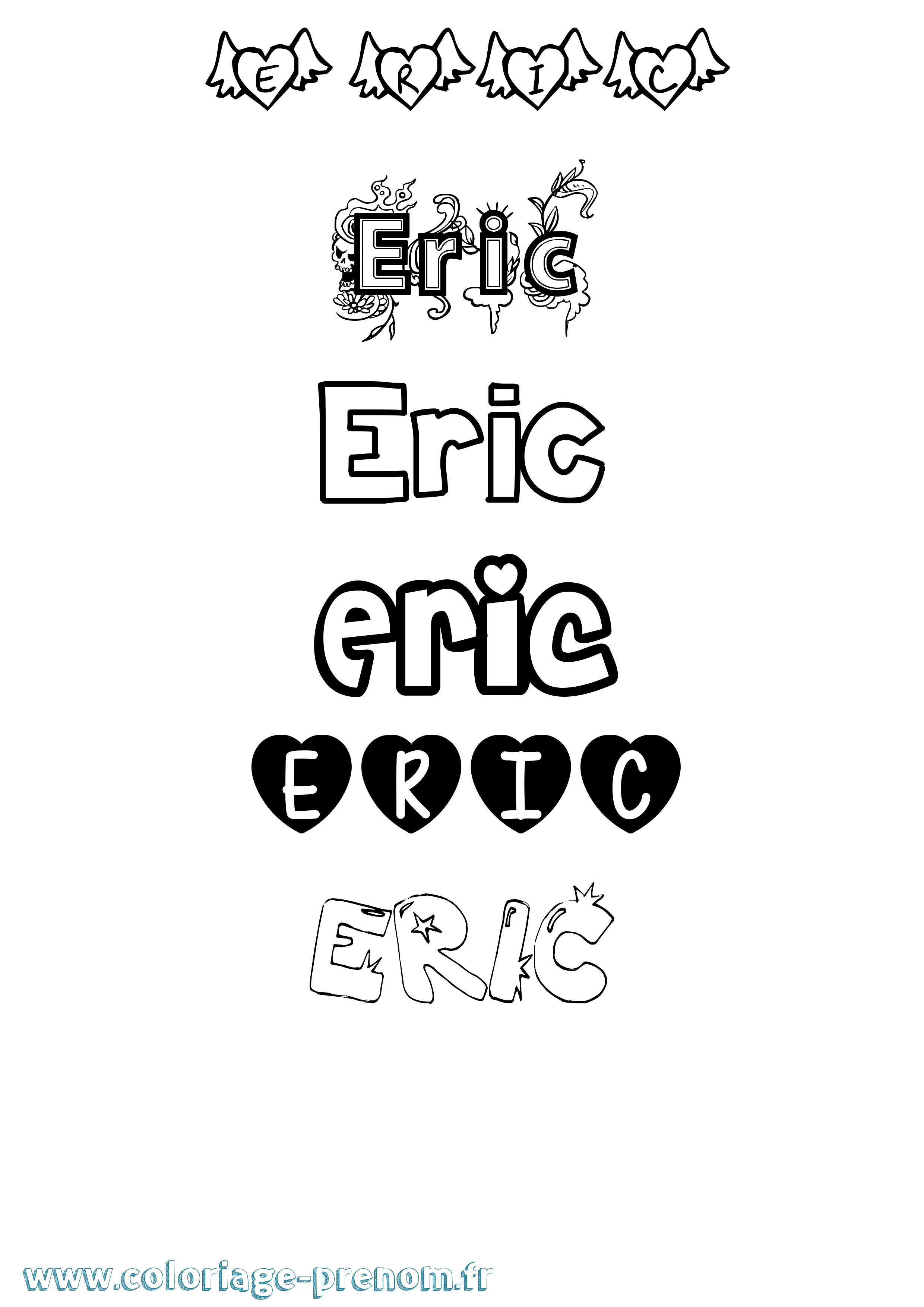 Coloriage prénom Eric Girly