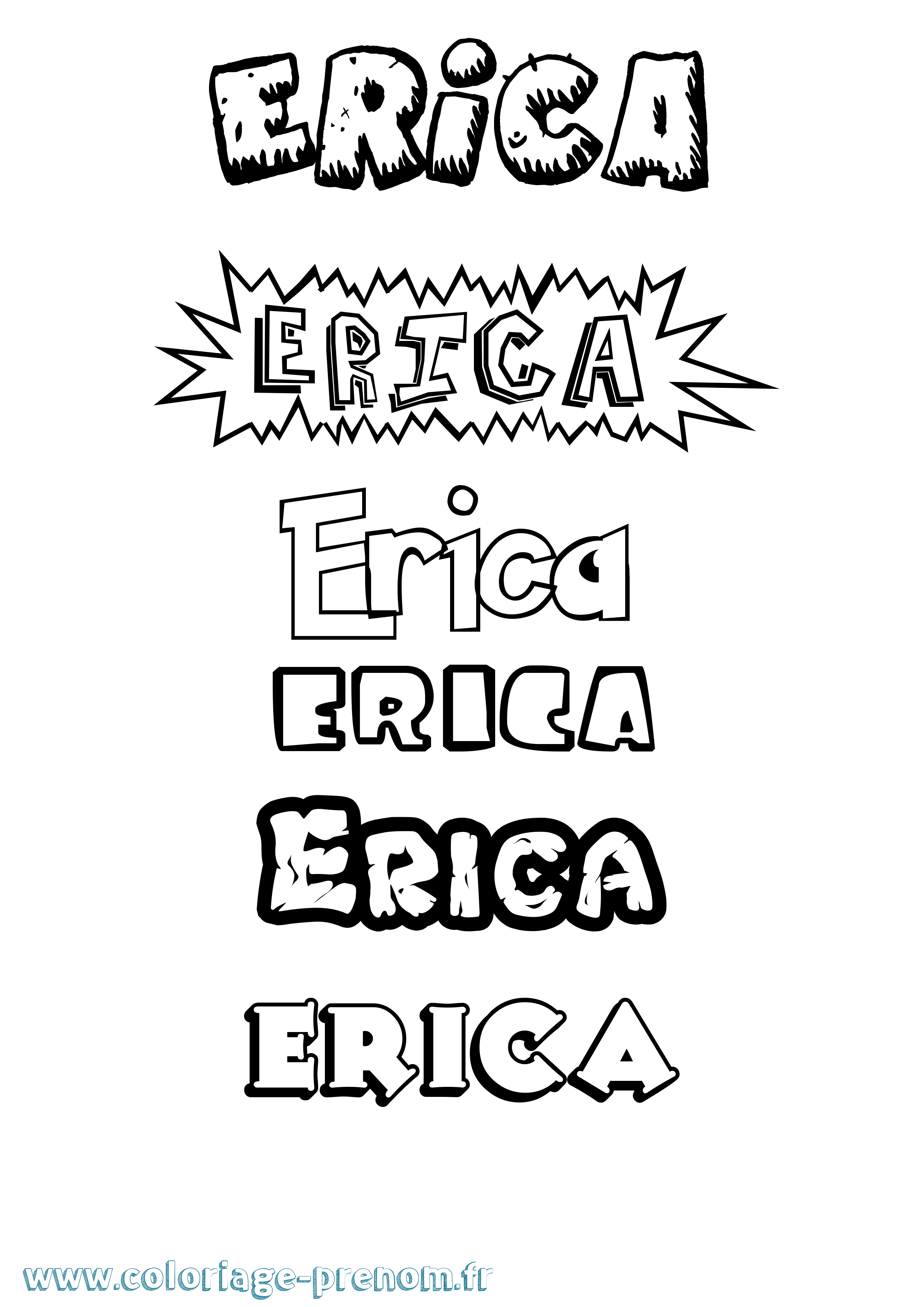 Coloriage prénom Erica Dessin Animé