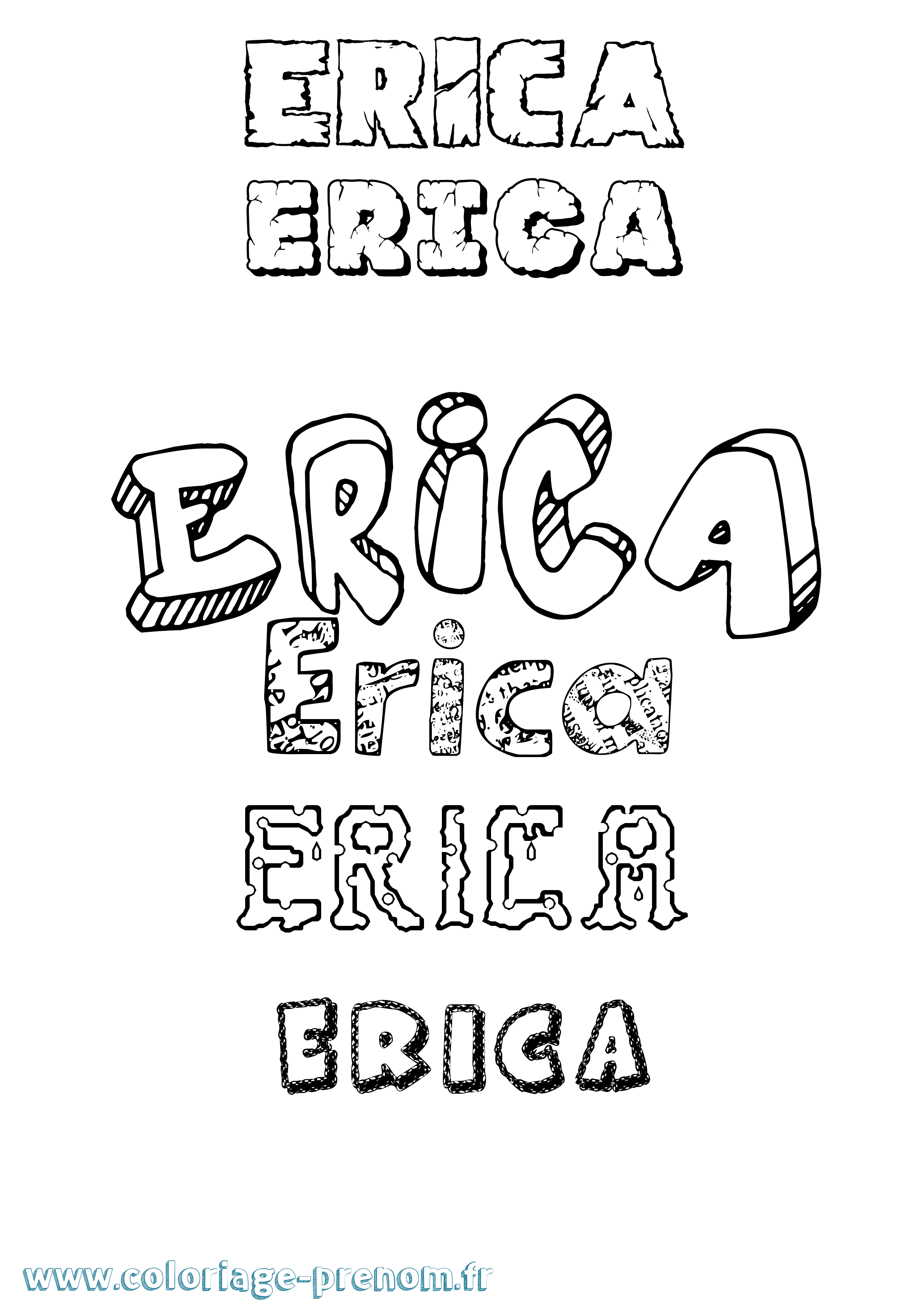 Coloriage prénom Erica Destructuré