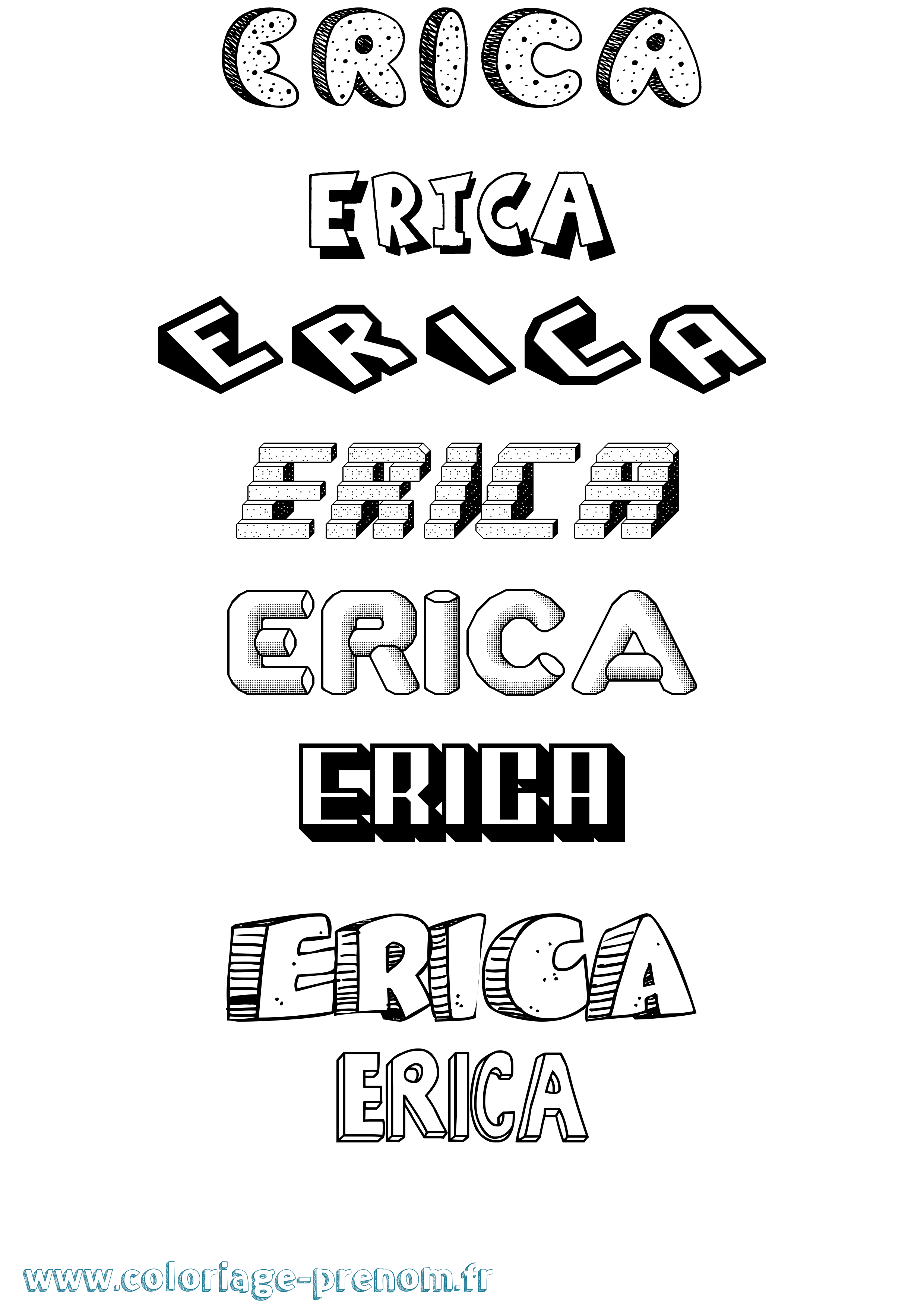 Coloriage prénom Erica Effet 3D