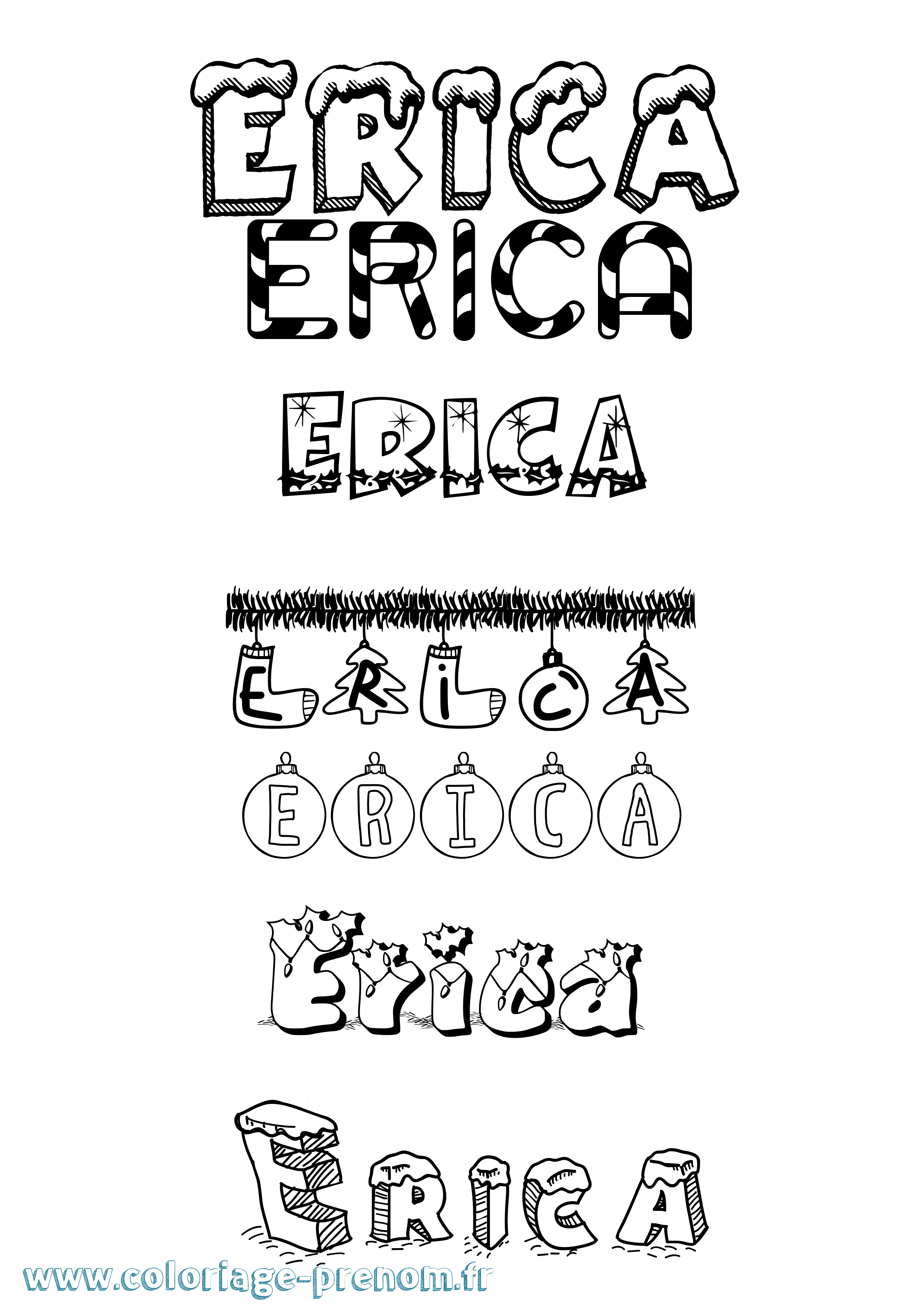 Coloriage prénom Erica Noël