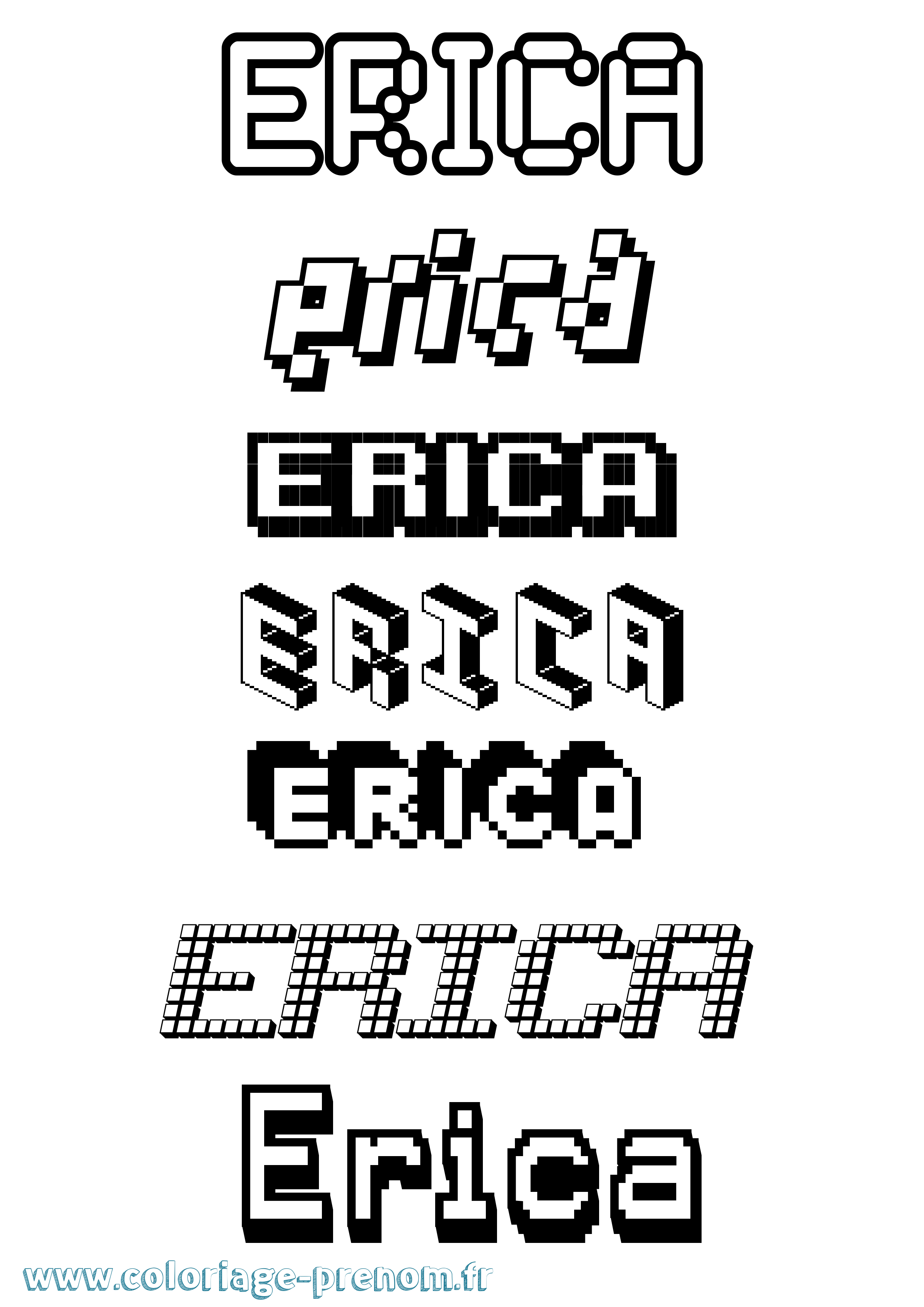 Coloriage prénom Erica Pixel
