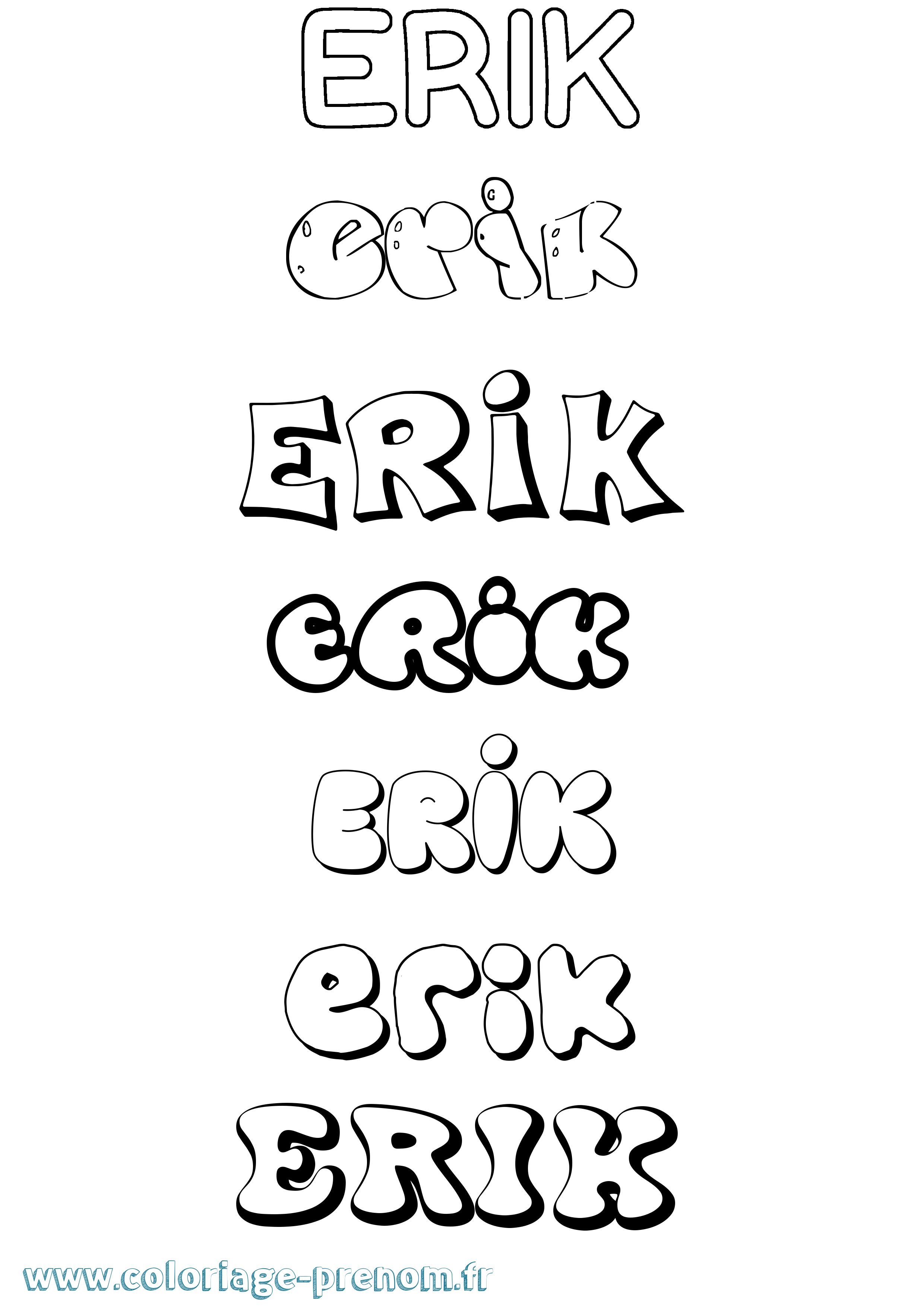 Coloriage prénom Erik Bubble