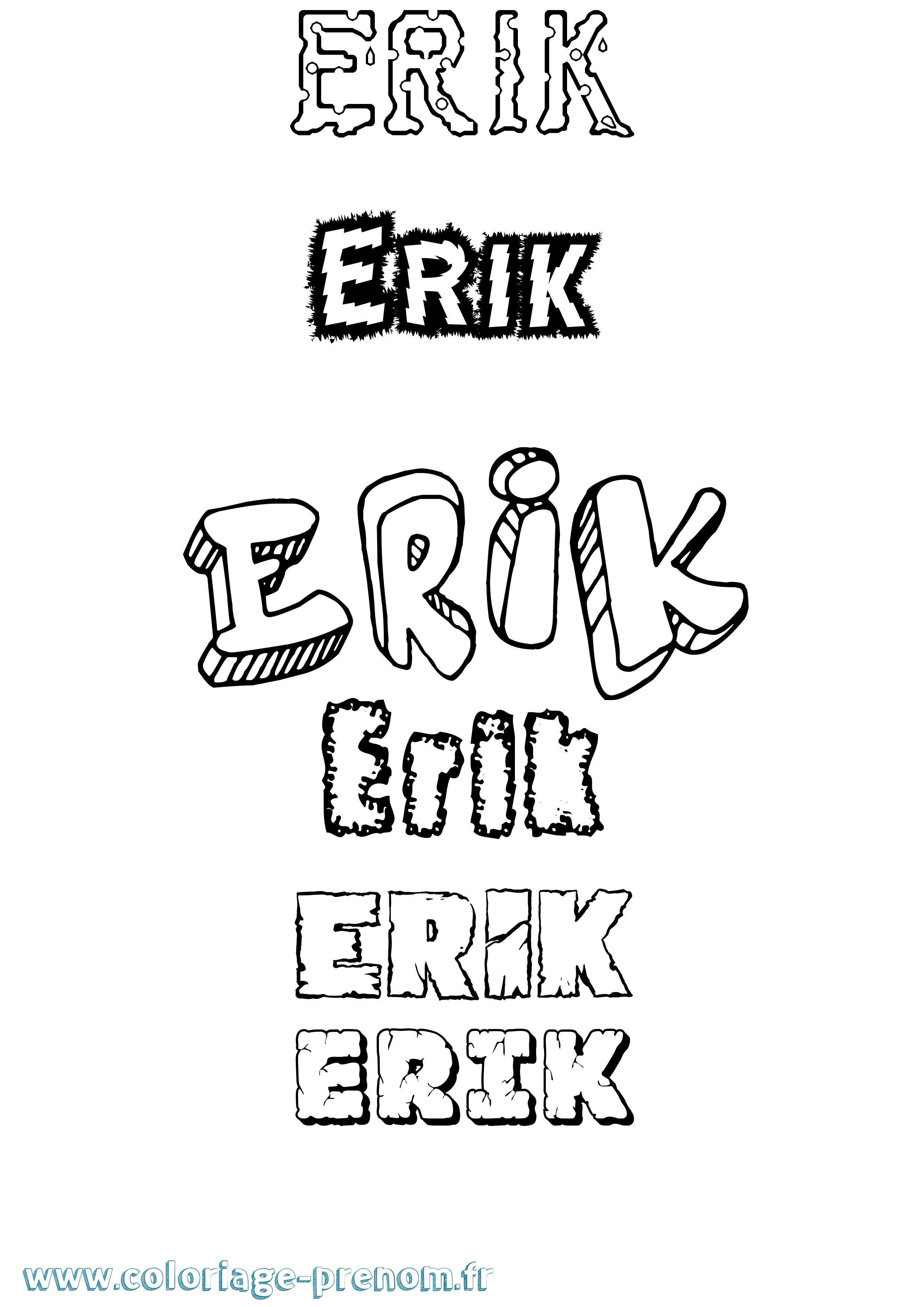 Coloriage prénom Erik Destructuré