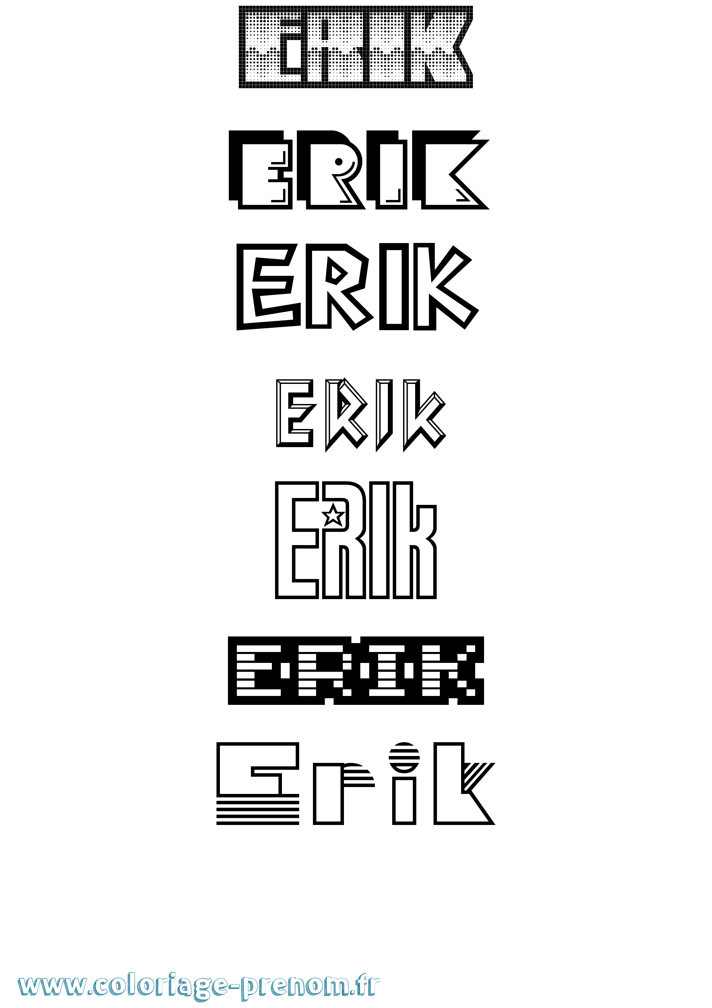Coloriage Erik Coloriage prénom Erik