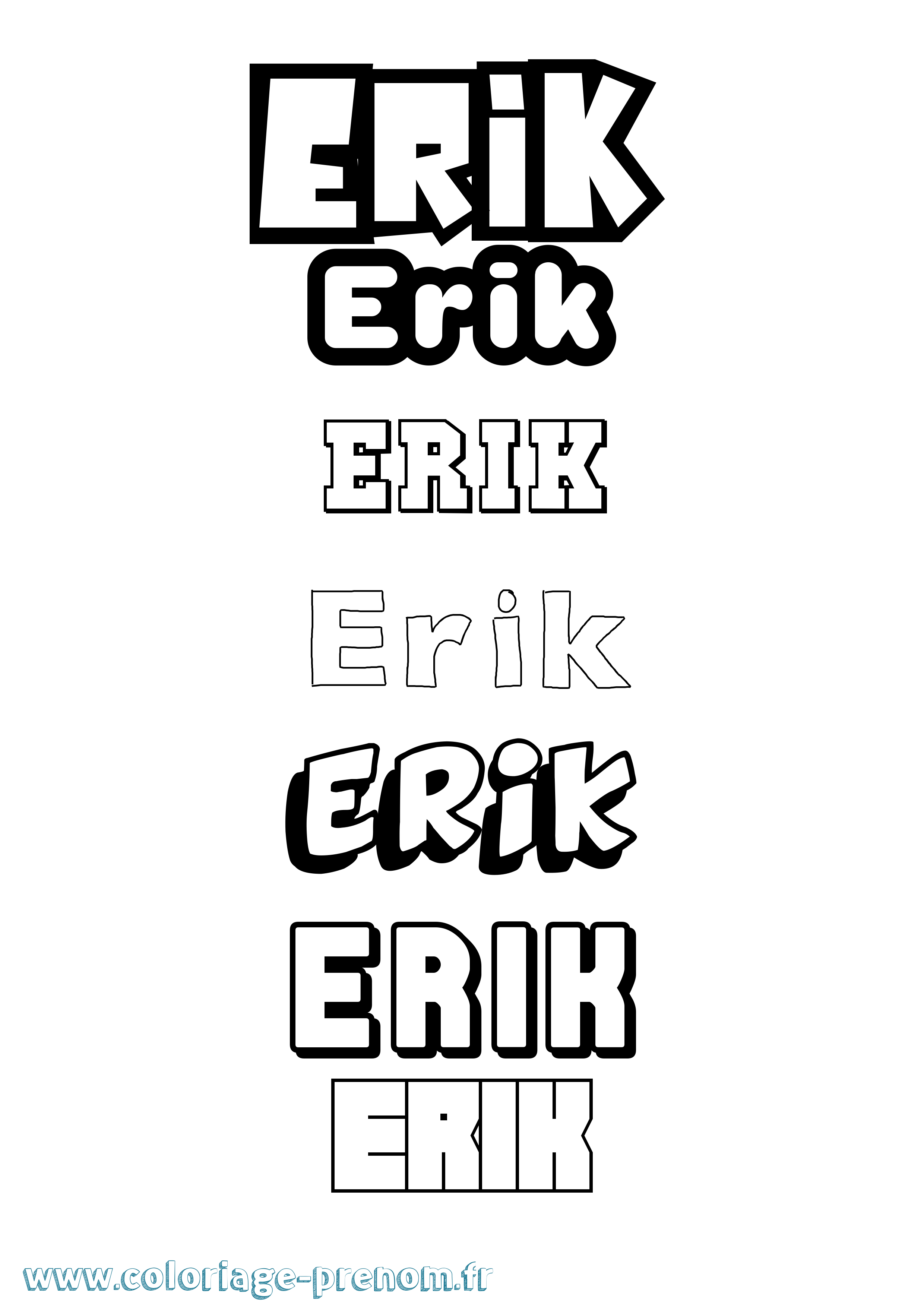 Coloriage prénom Erik Simple