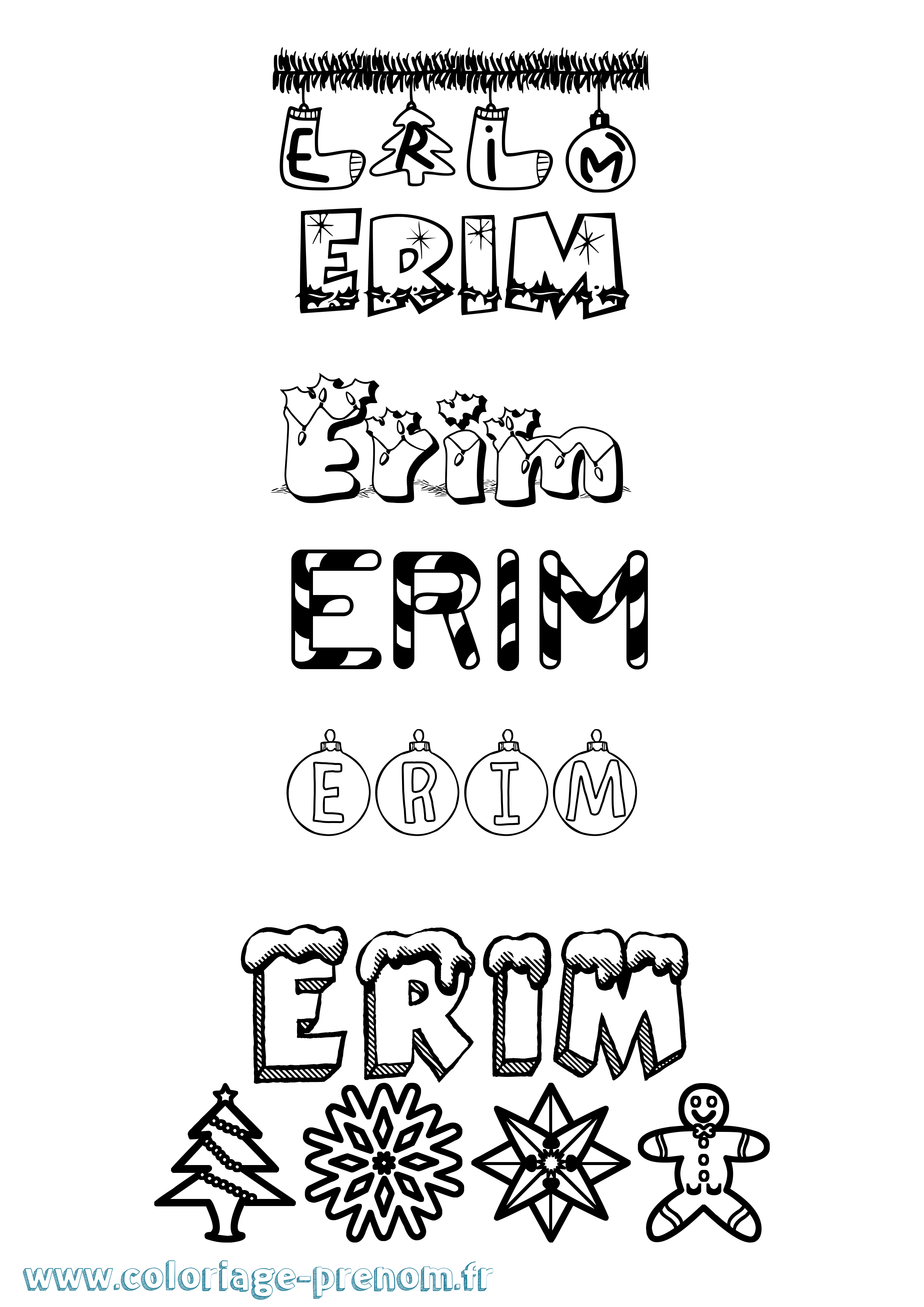 Coloriage prénom Erim Noël