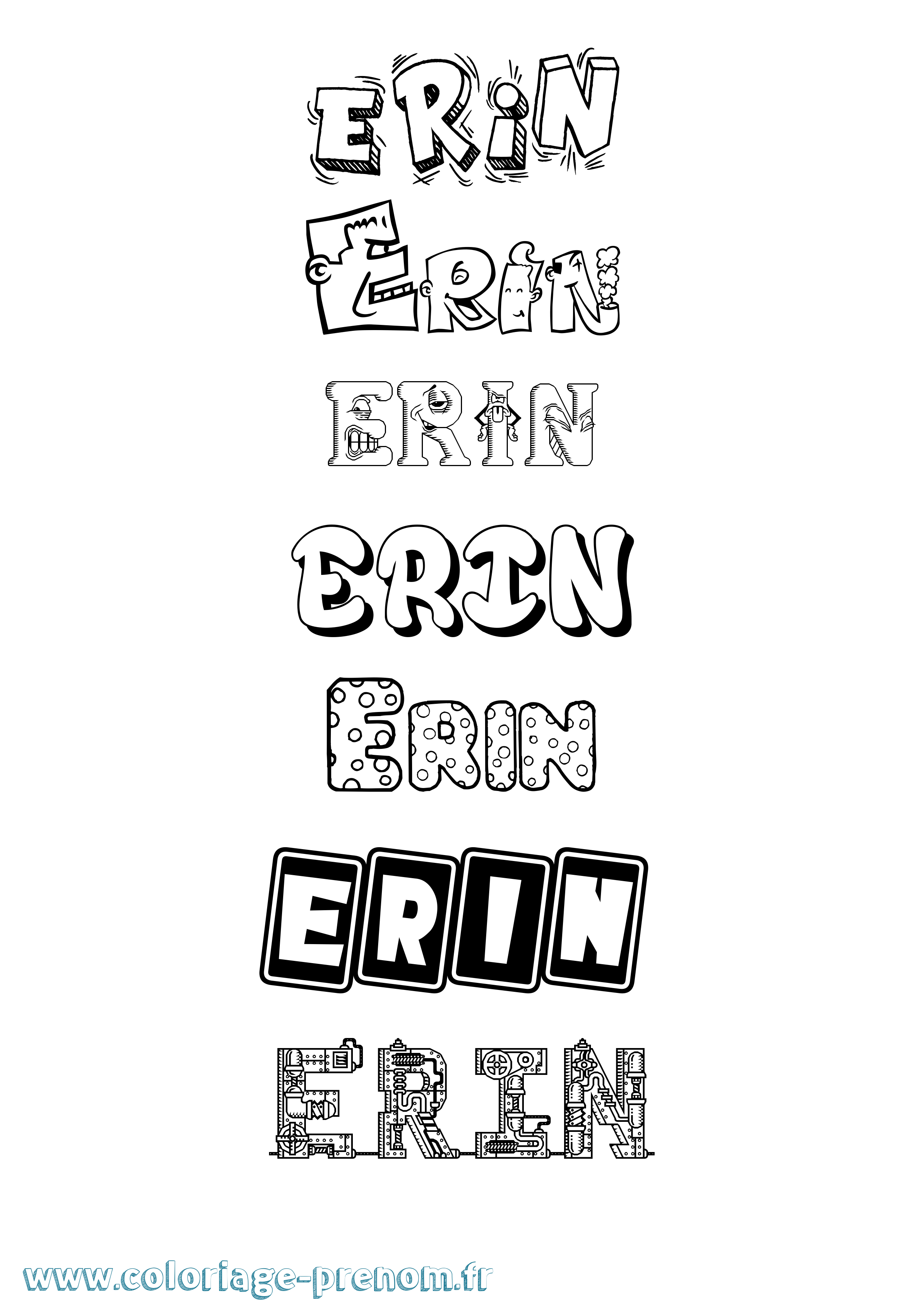 Coloriage prénom Erin Fun