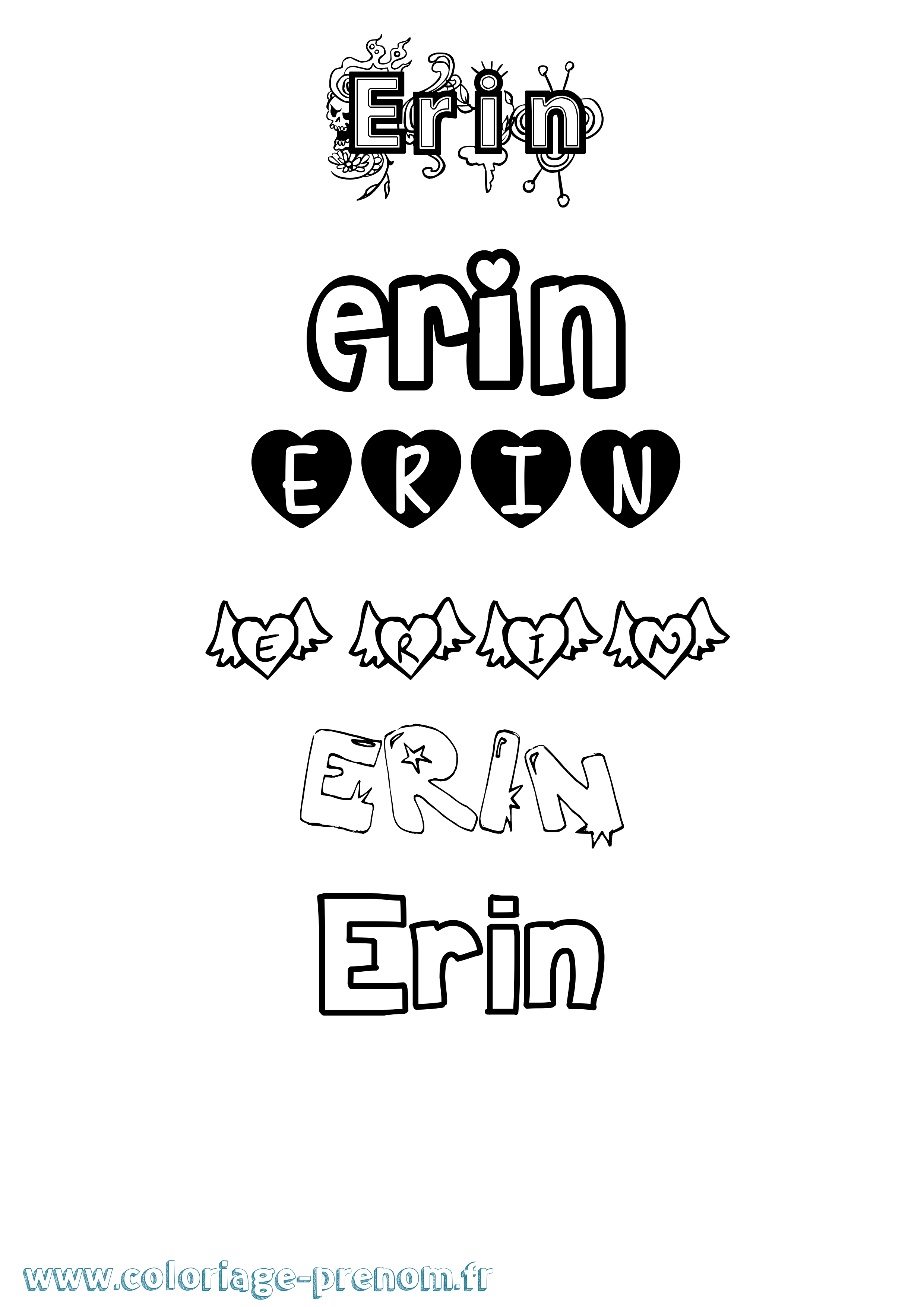 Coloriage prénom Erin Girly