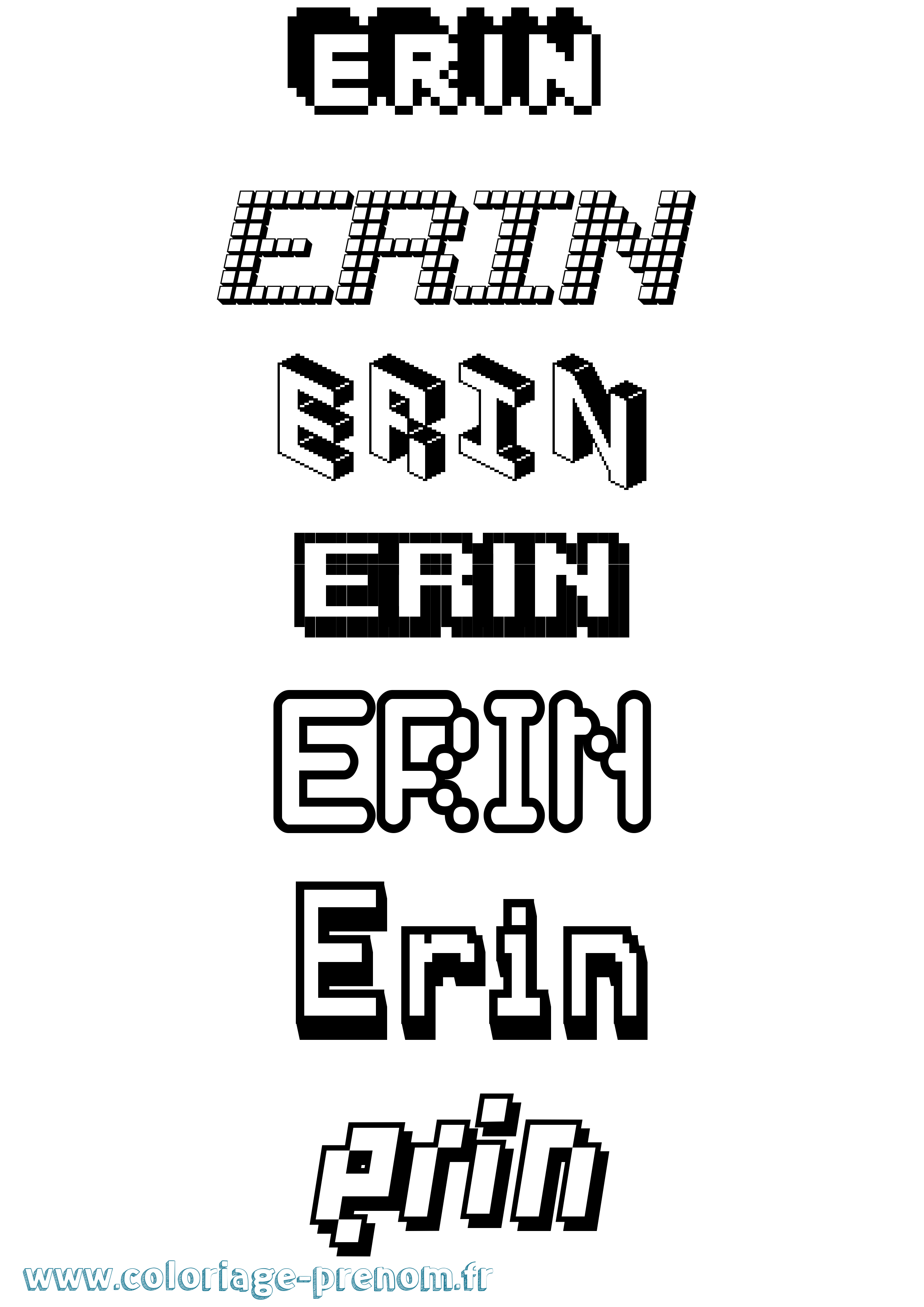 Coloriage prénom Erin Pixel