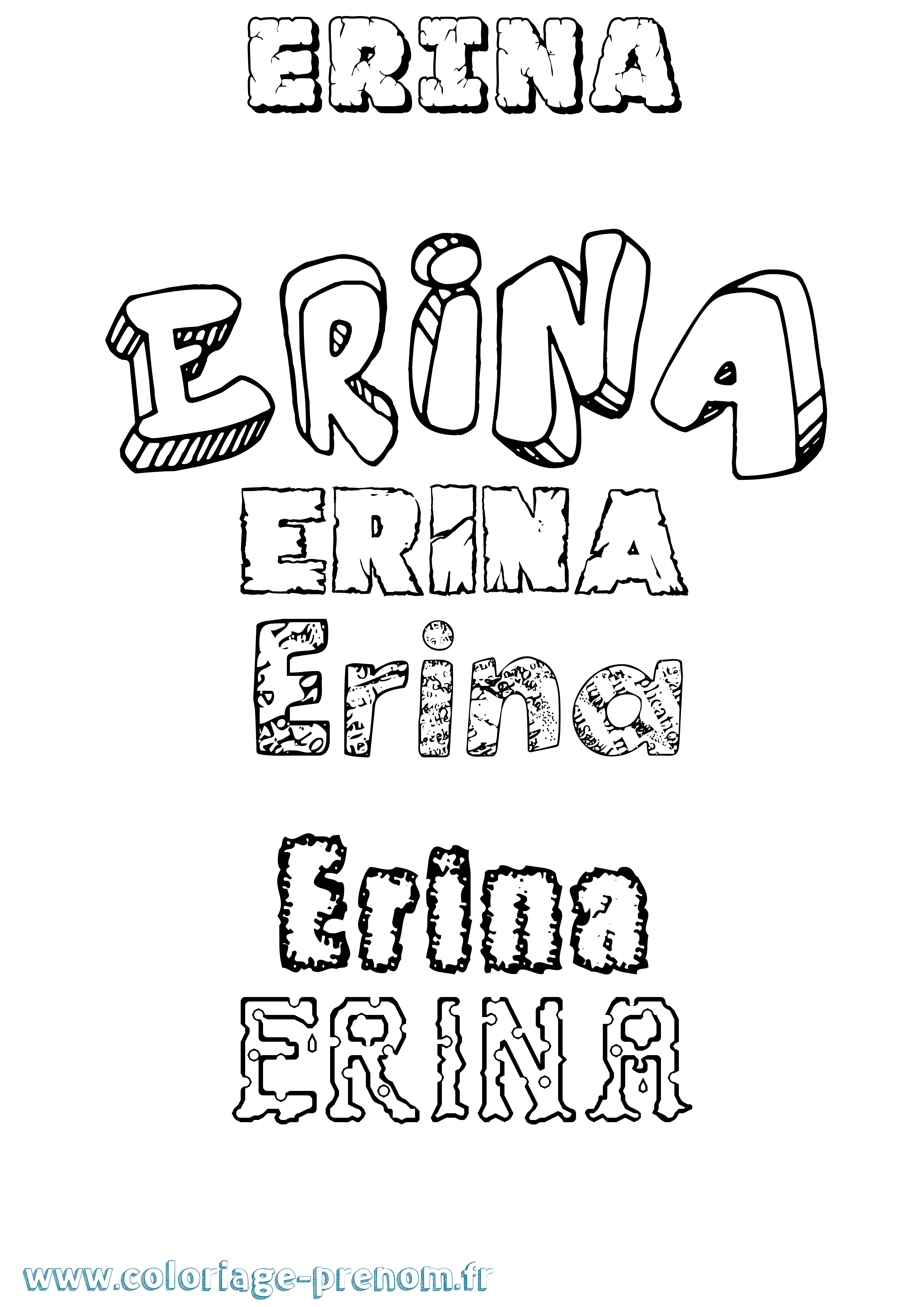 Coloriage prénom Erina Destructuré
