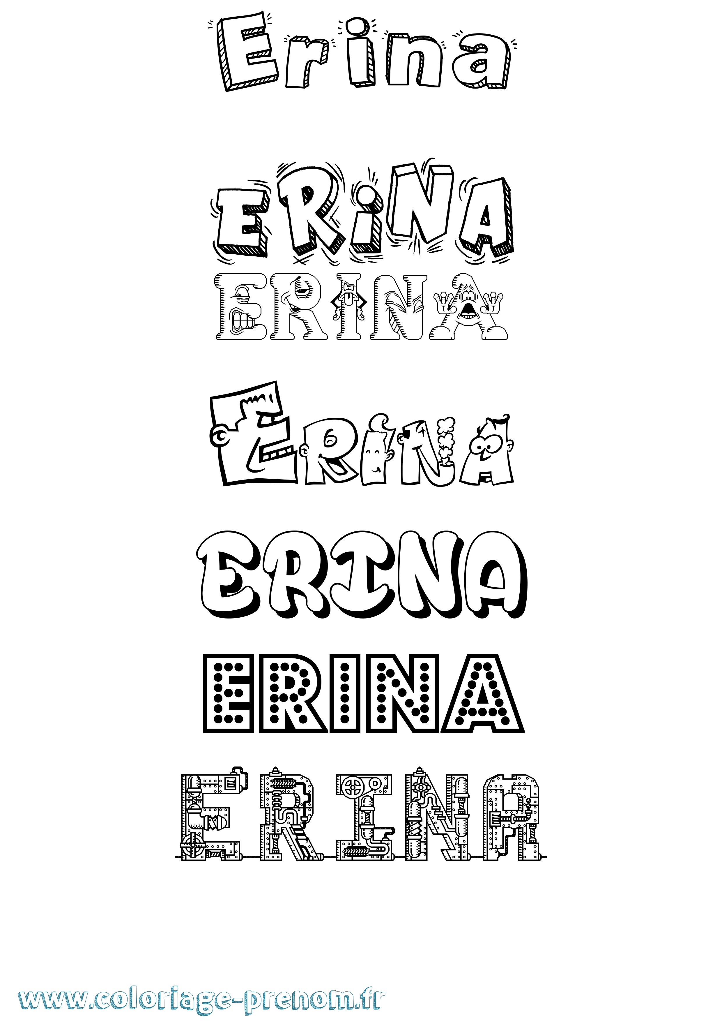 Coloriage prénom Erina Fun