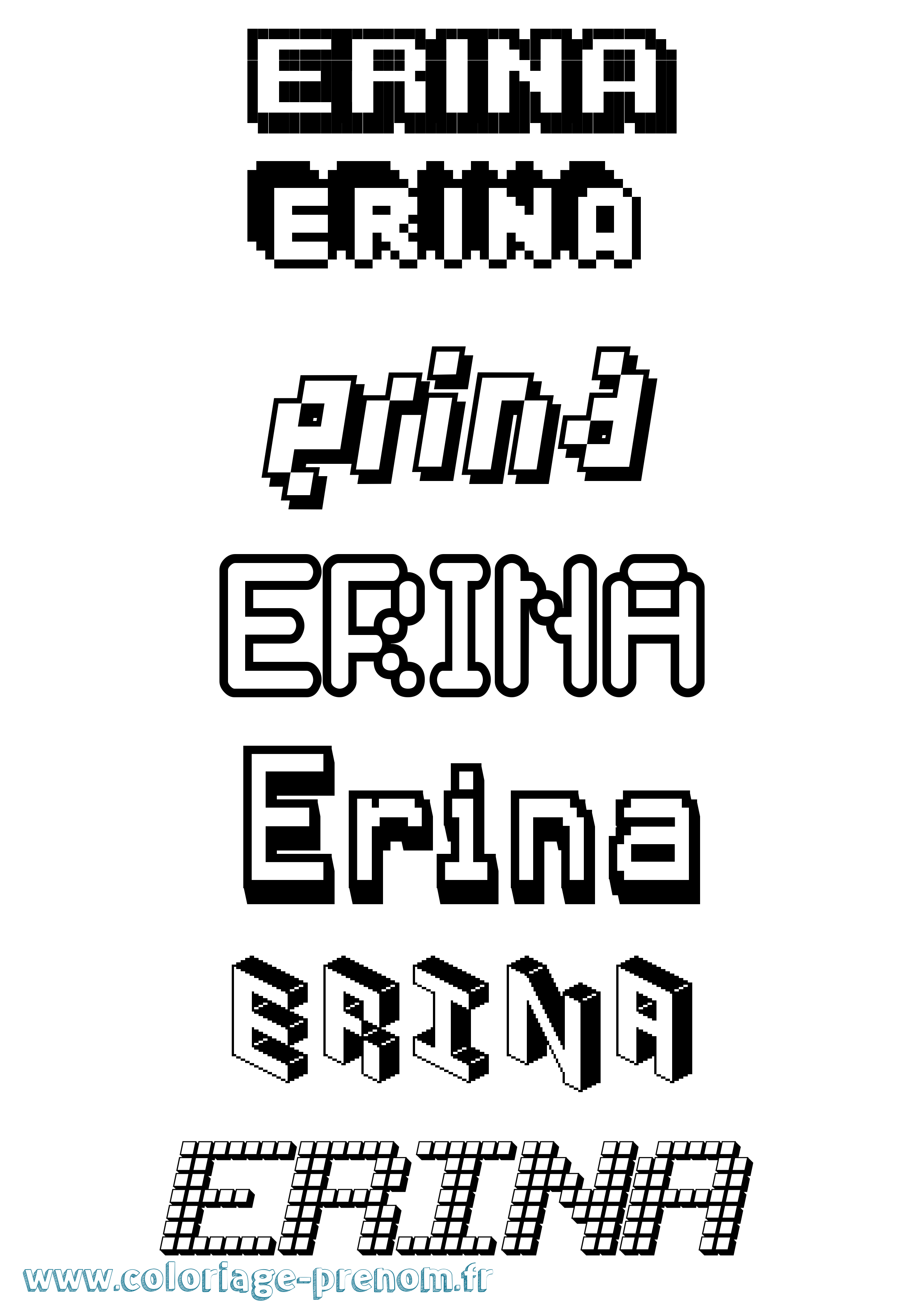 Coloriage prénom Erina Pixel