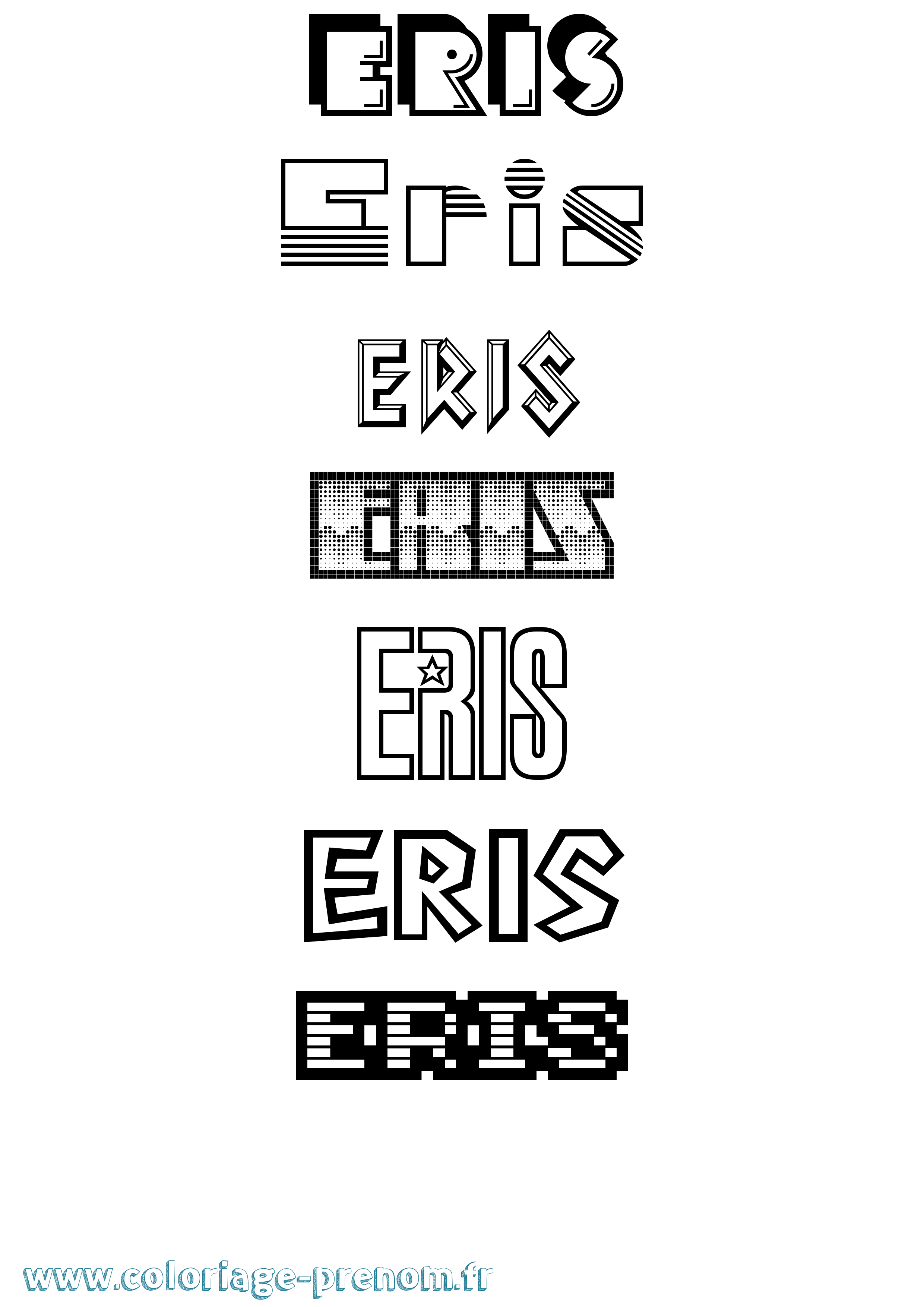 Coloriage Eris Jeux Vidéos Coloriage prénom Eris Jeux Vidéos