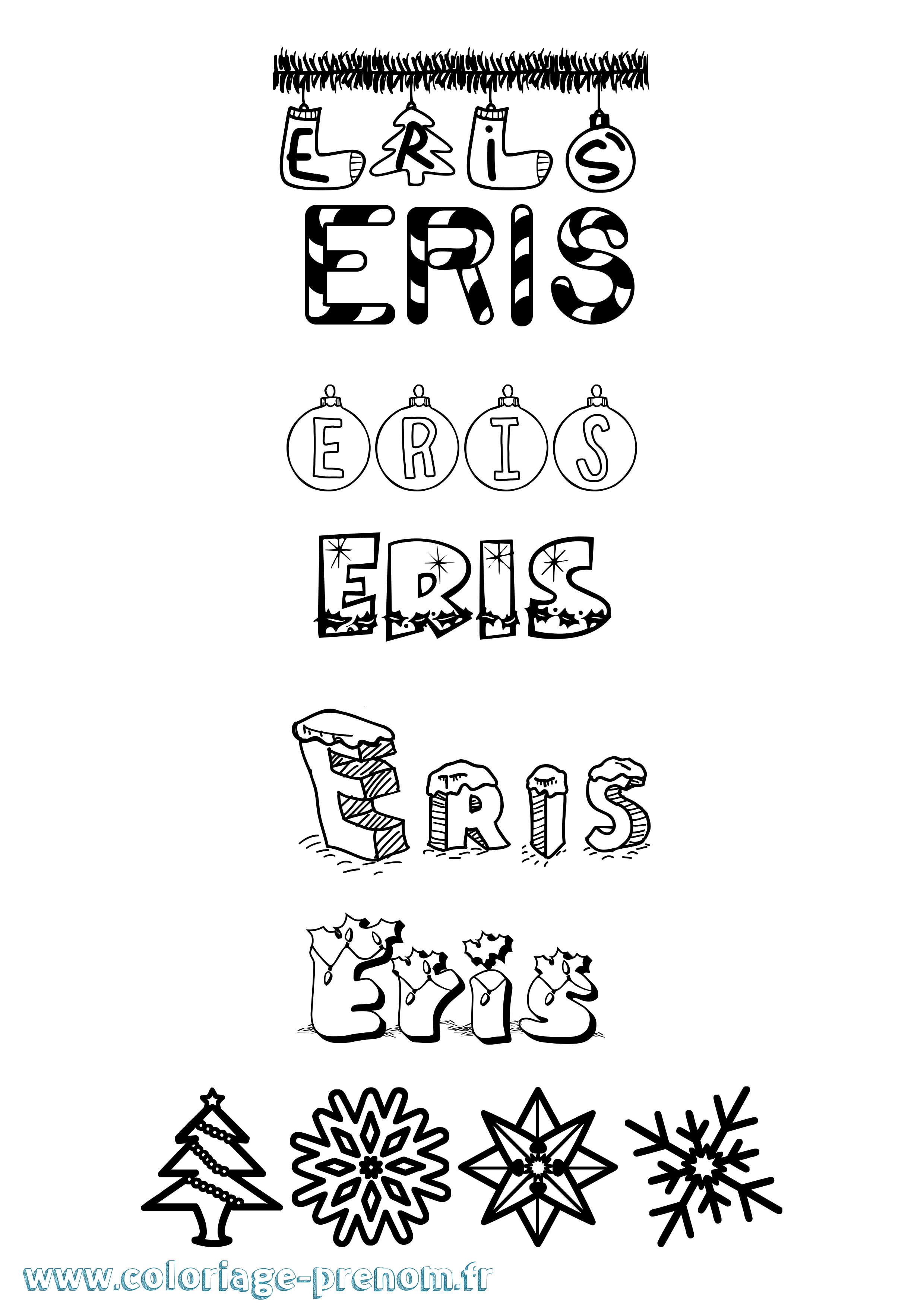 Coloriage Eris Noël Coloriage prénom Eris Noël
