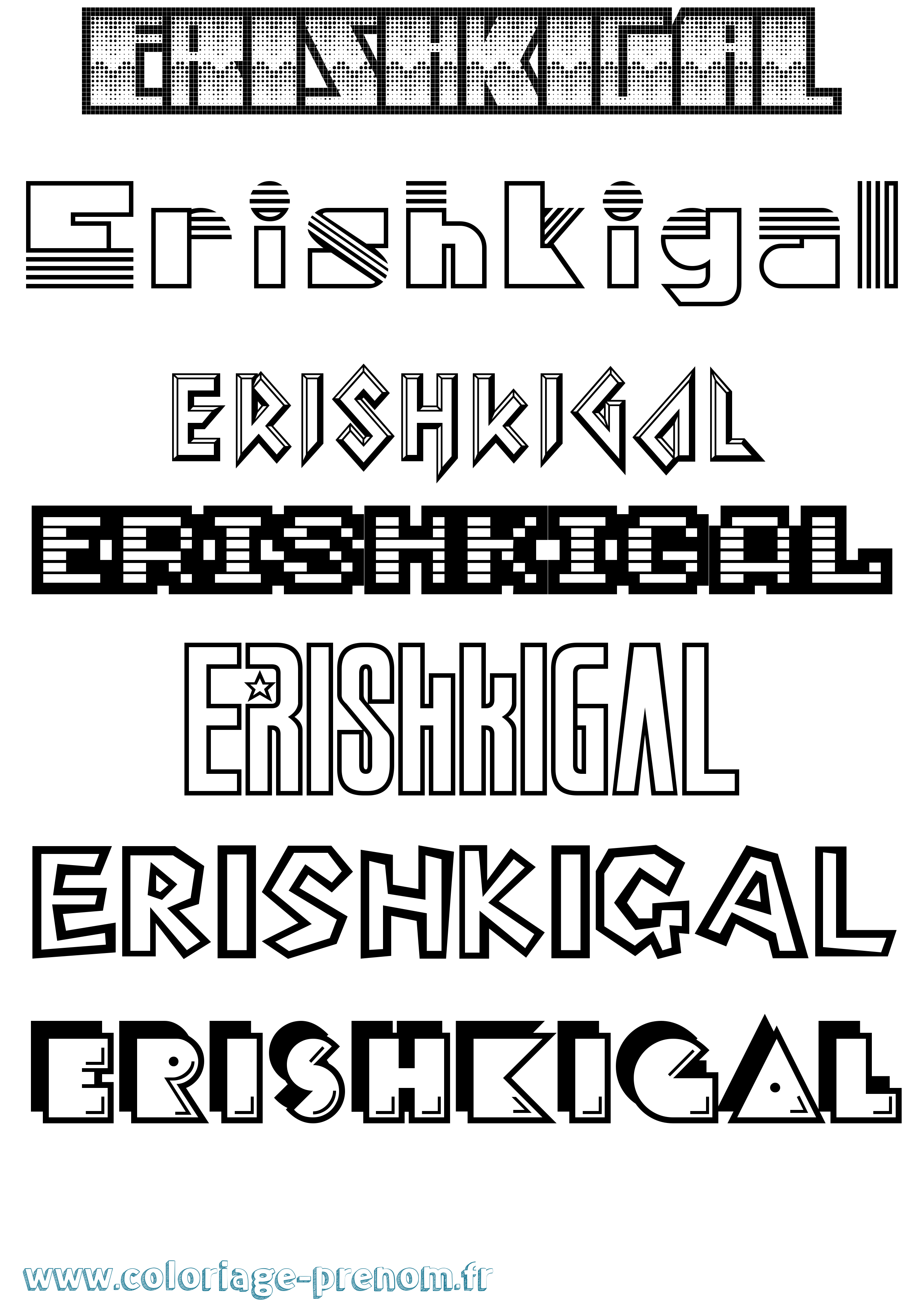 Coloriage prénom Erishkigal Jeux Vidéos