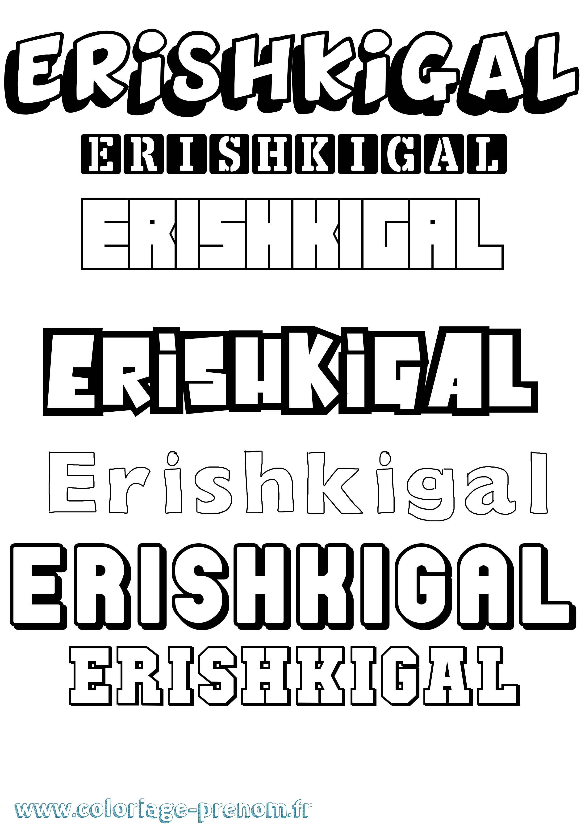 Coloriage prénom Erishkigal Simple