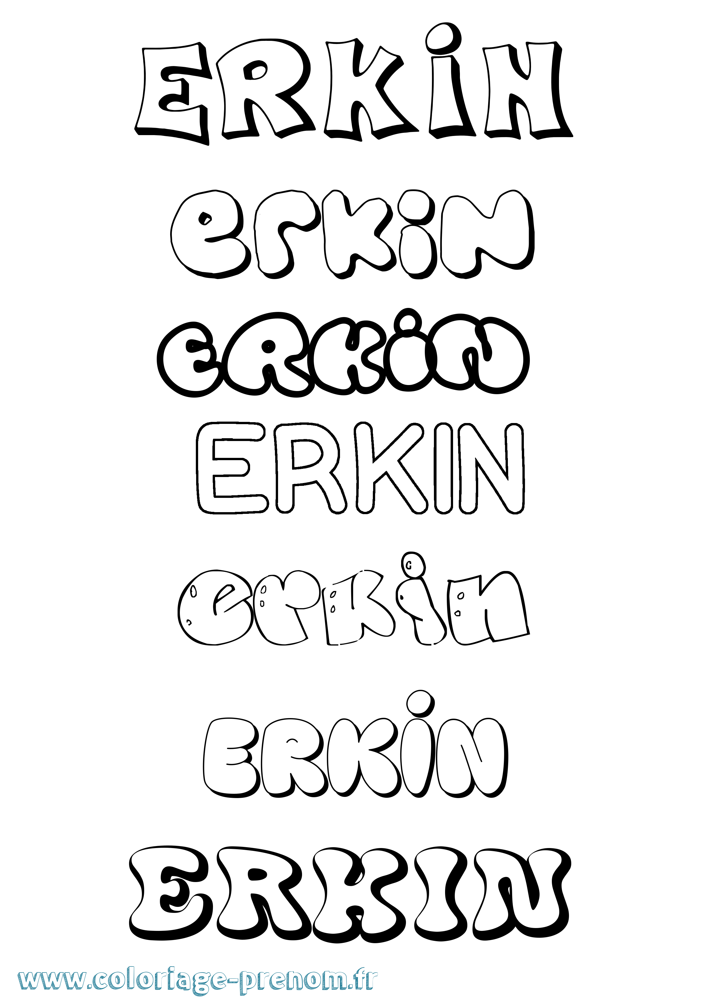 Coloriage Erkin Bubble Coloriage prénom Erkin Bubble