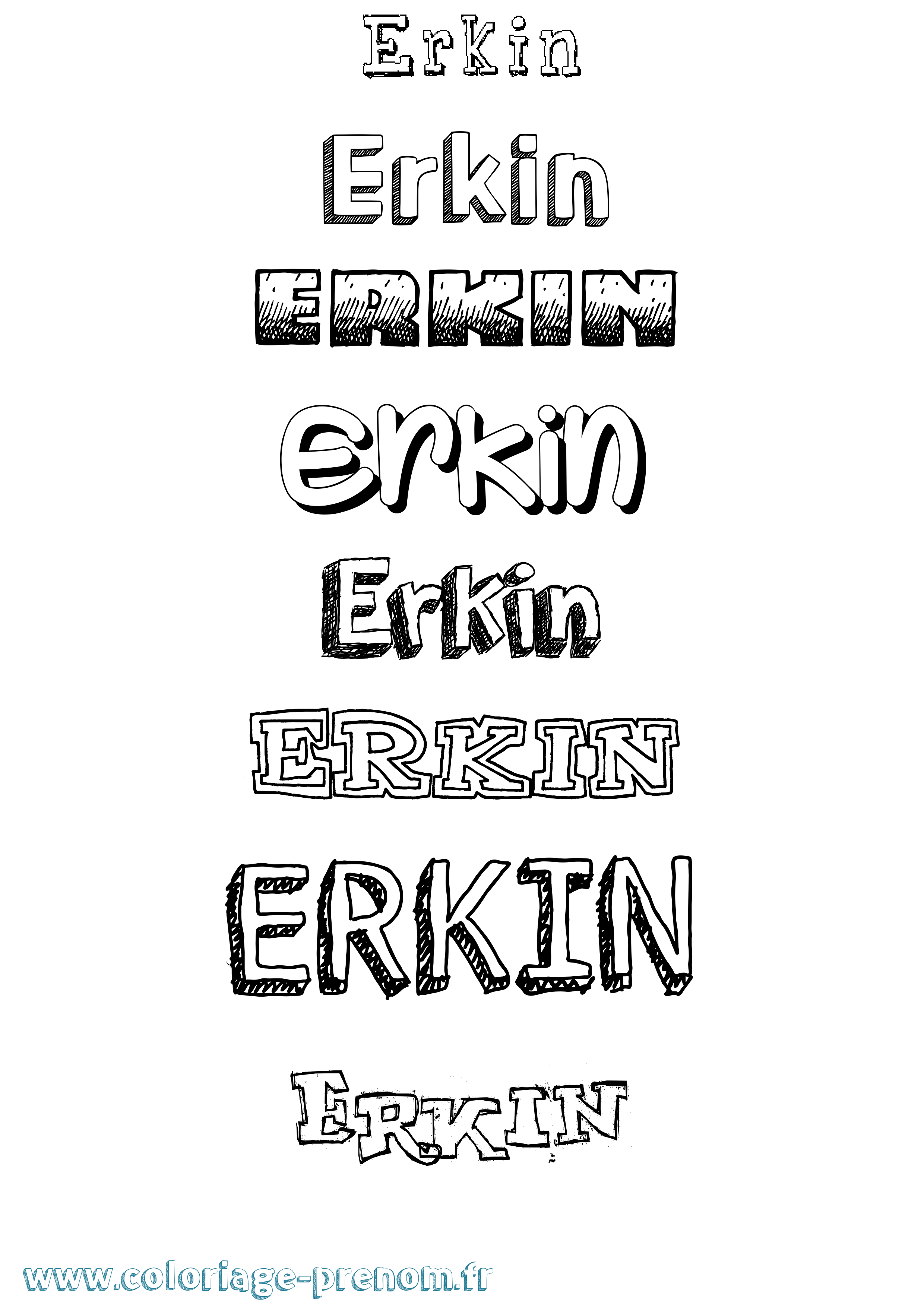 Coloriage Erkin Dessiné Coloriage prénom Erkin Dessiné