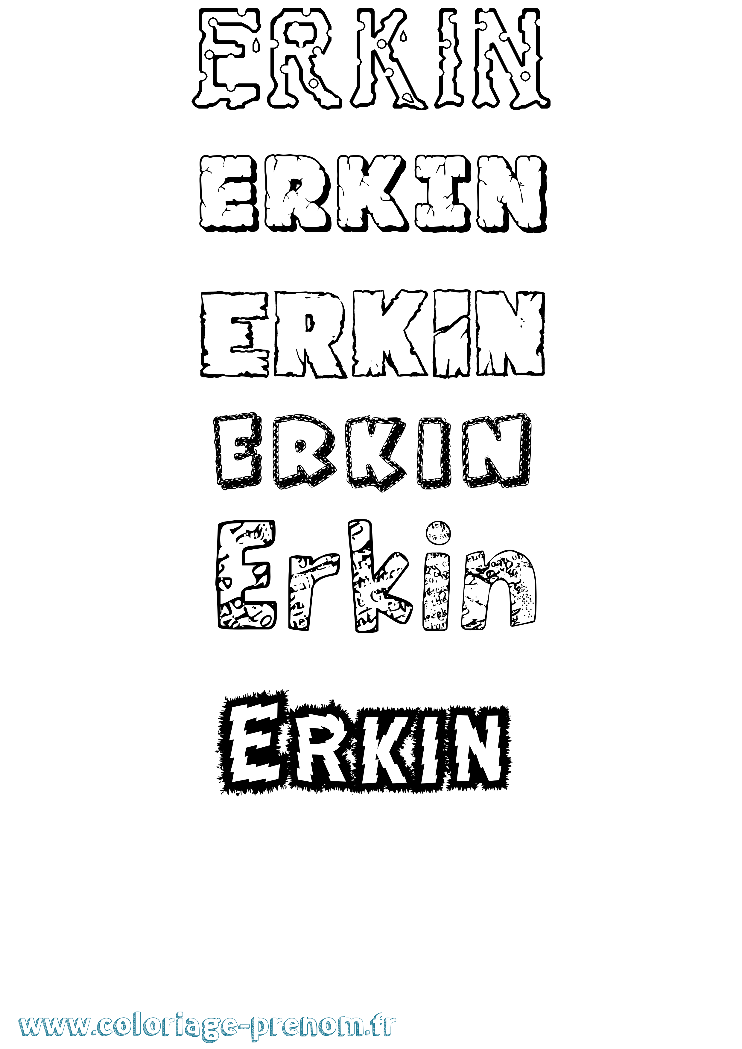 Coloriage Erkin Destructuré Coloriage prénom Erkin Destructuré