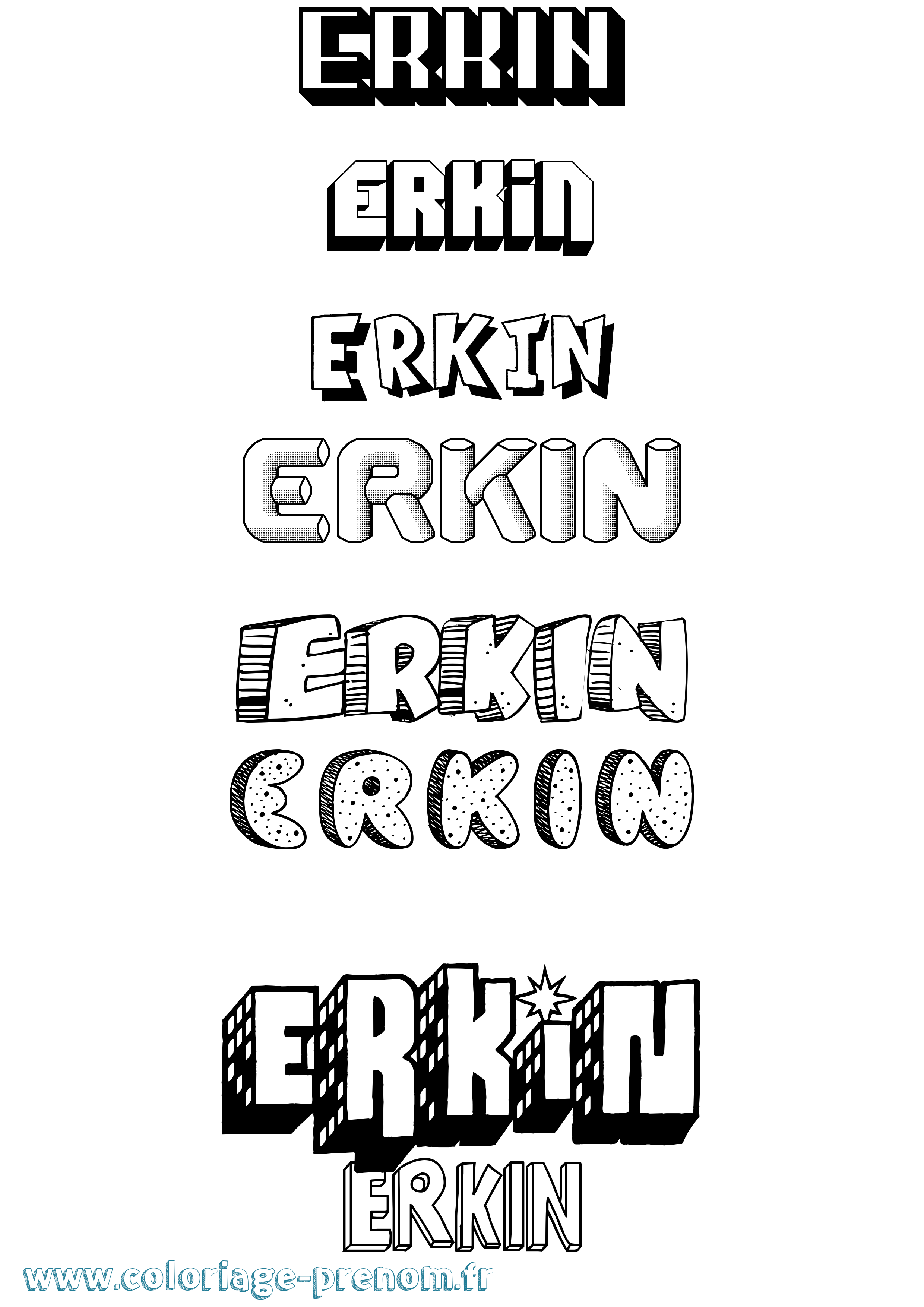 Coloriage Erkin Effet 3D Coloriage prénom Erkin Effet 3D