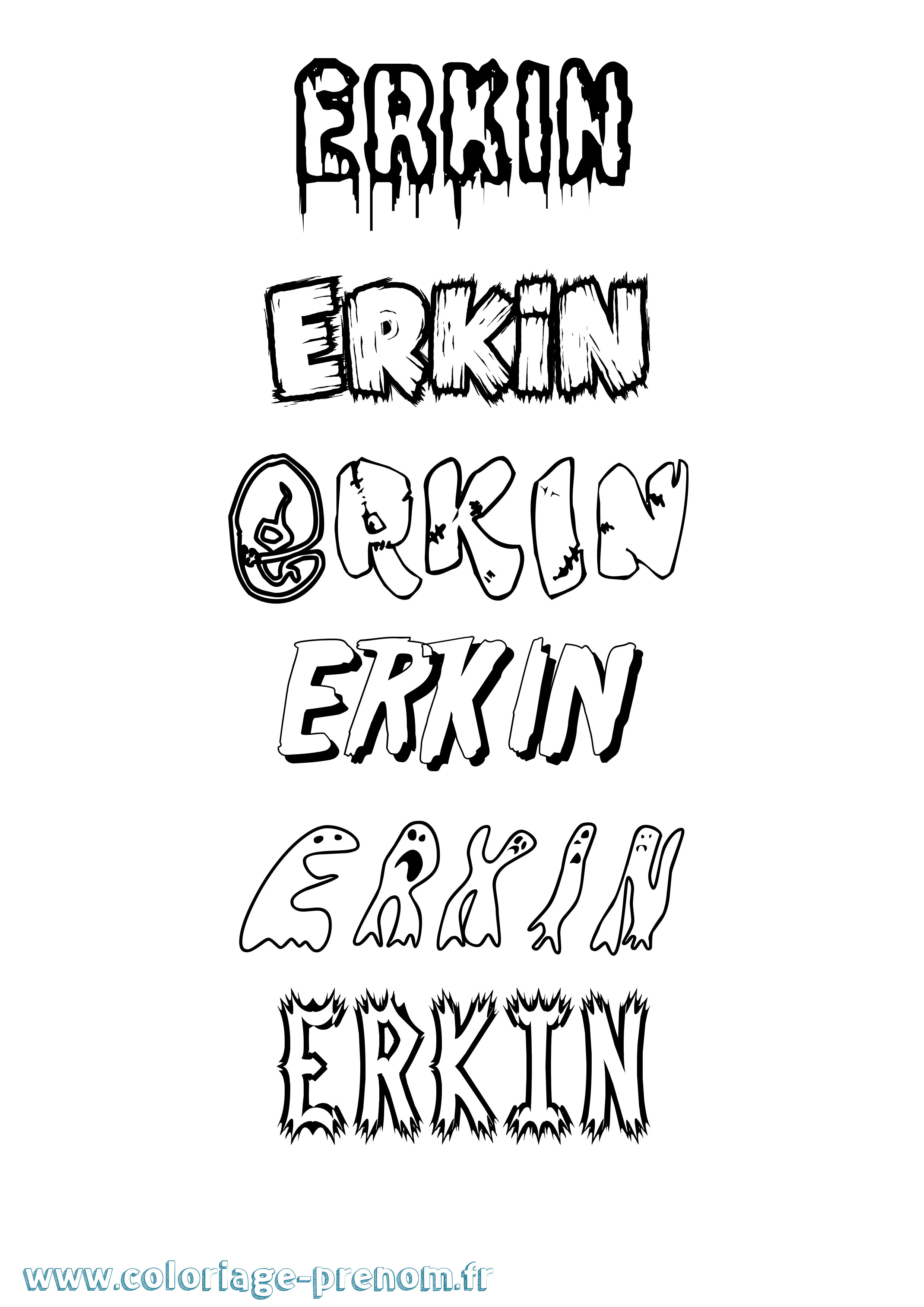 Coloriage Erkin Frisson Coloriage prénom Erkin Frisson