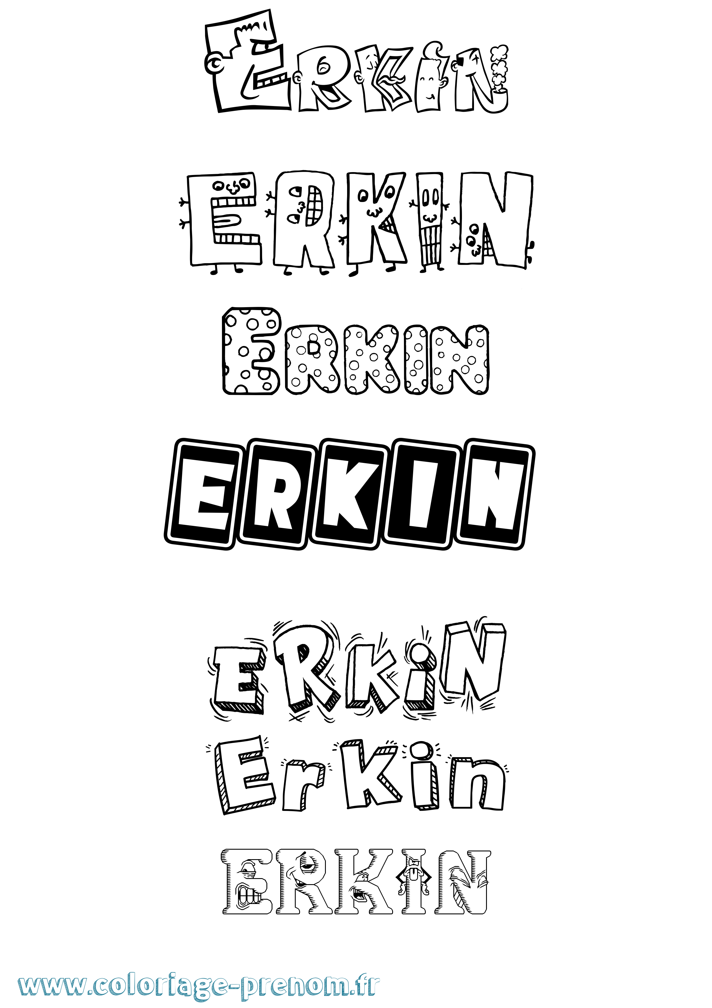 Coloriage Erkin Fun Coloriage prénom Erkin Fun
