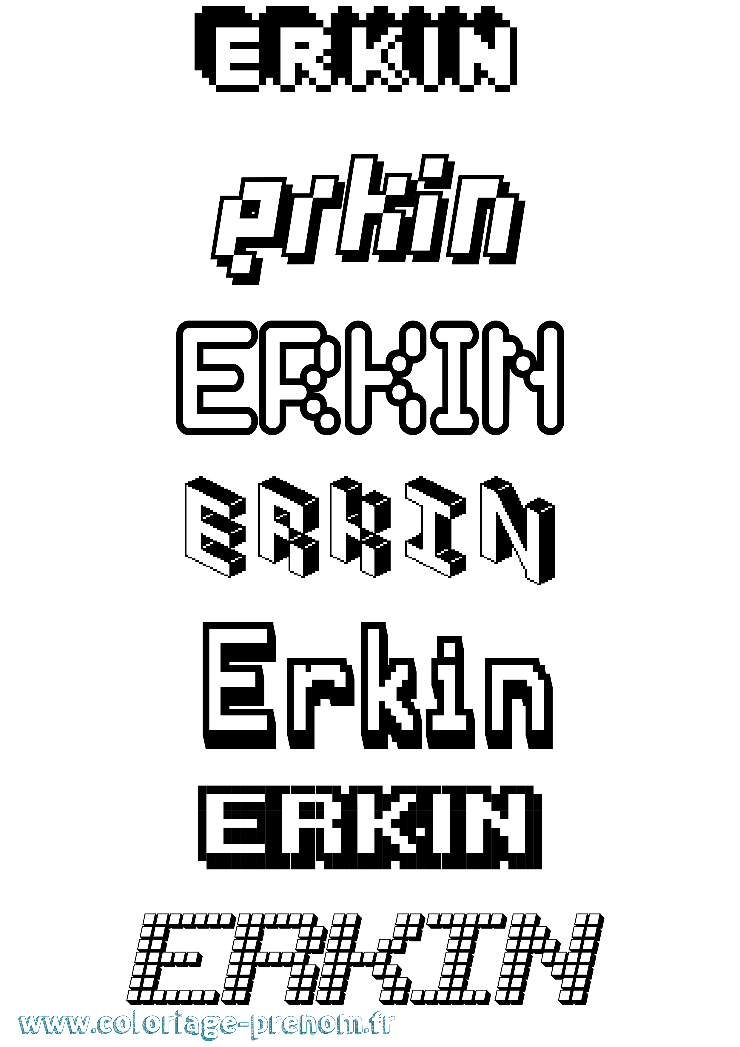 Coloriage Erkin Pixel Coloriage prénom Erkin Pixel