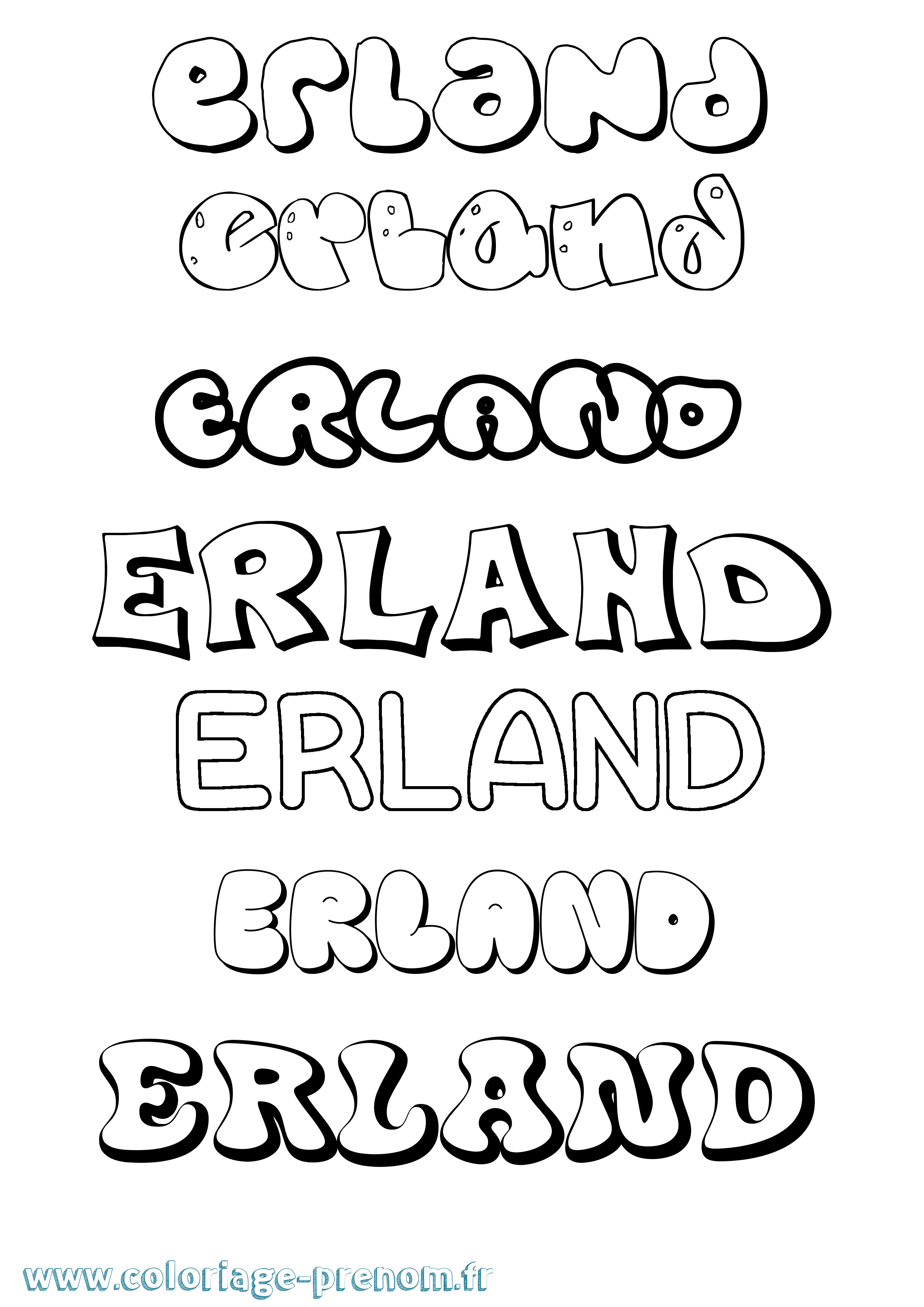 Coloriage prénom Erland Bubble