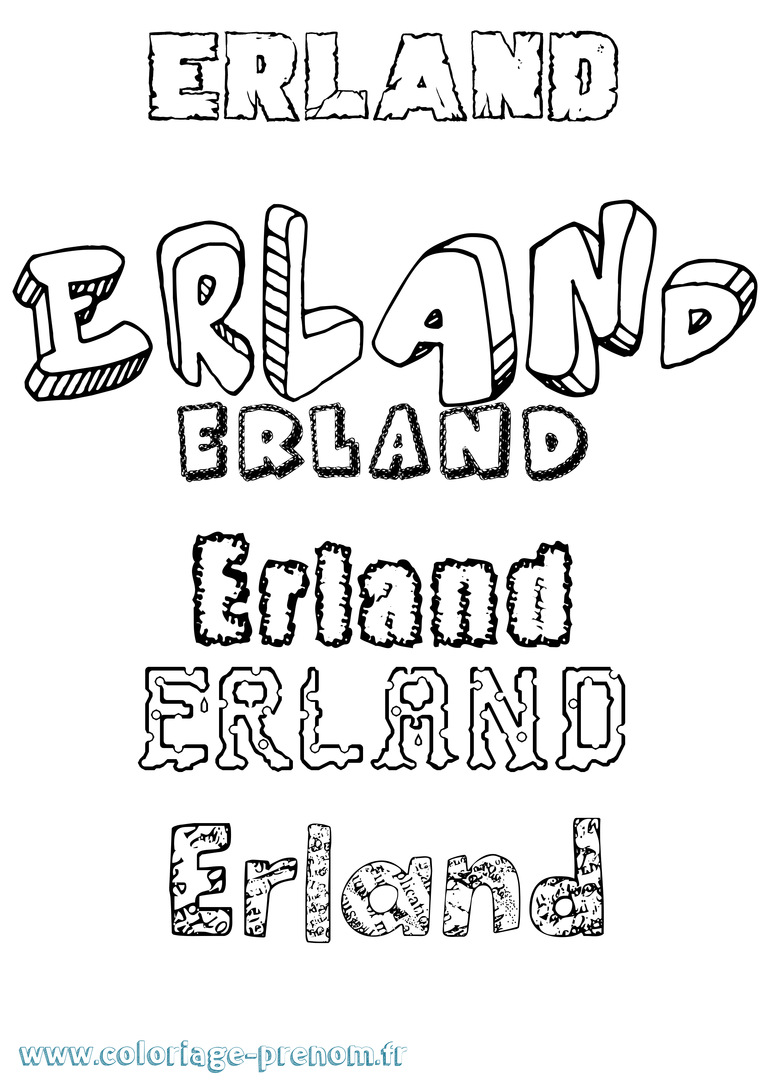 Coloriage prénom Erland Destructuré