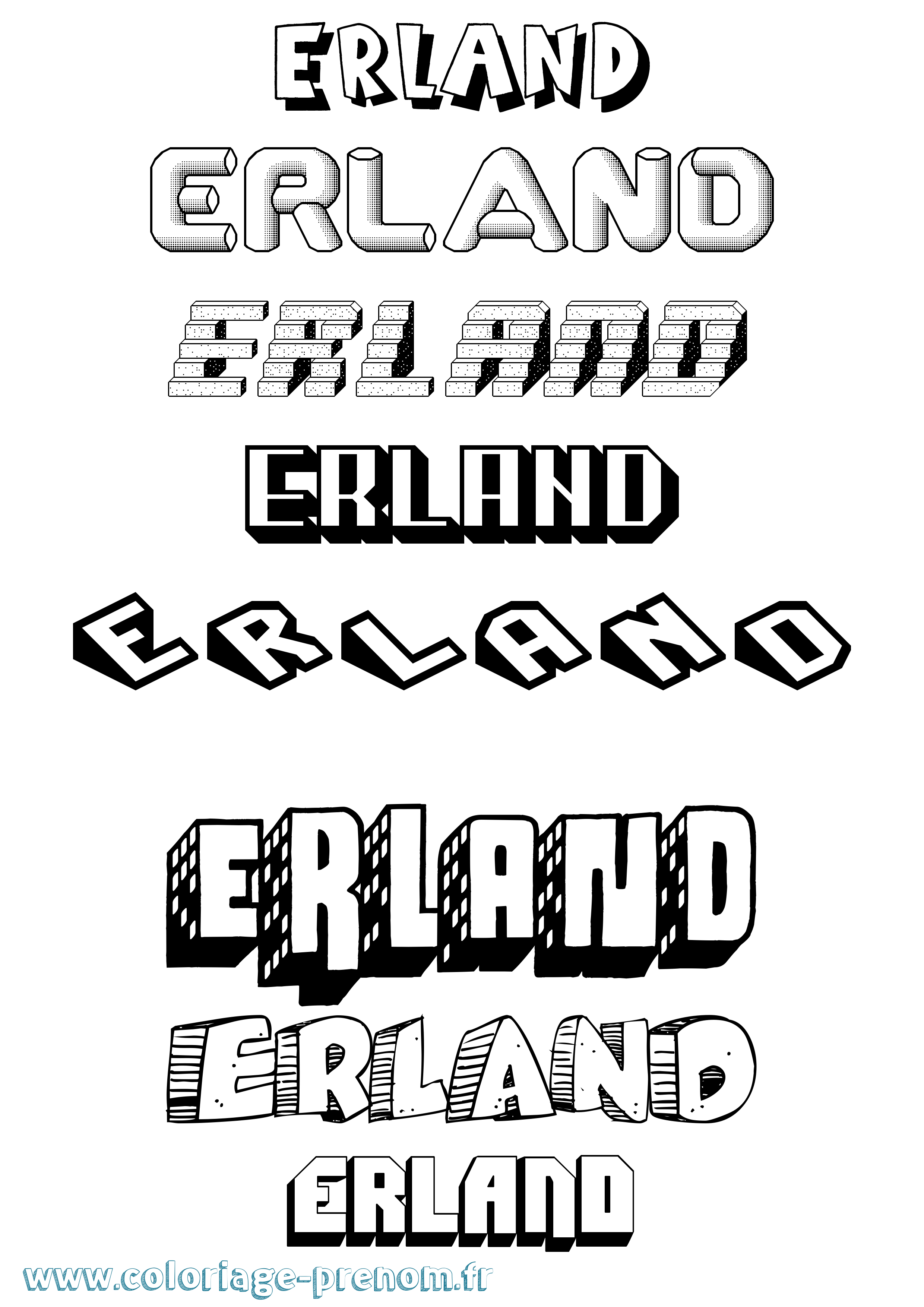 Coloriage prénom Erland Effet 3D