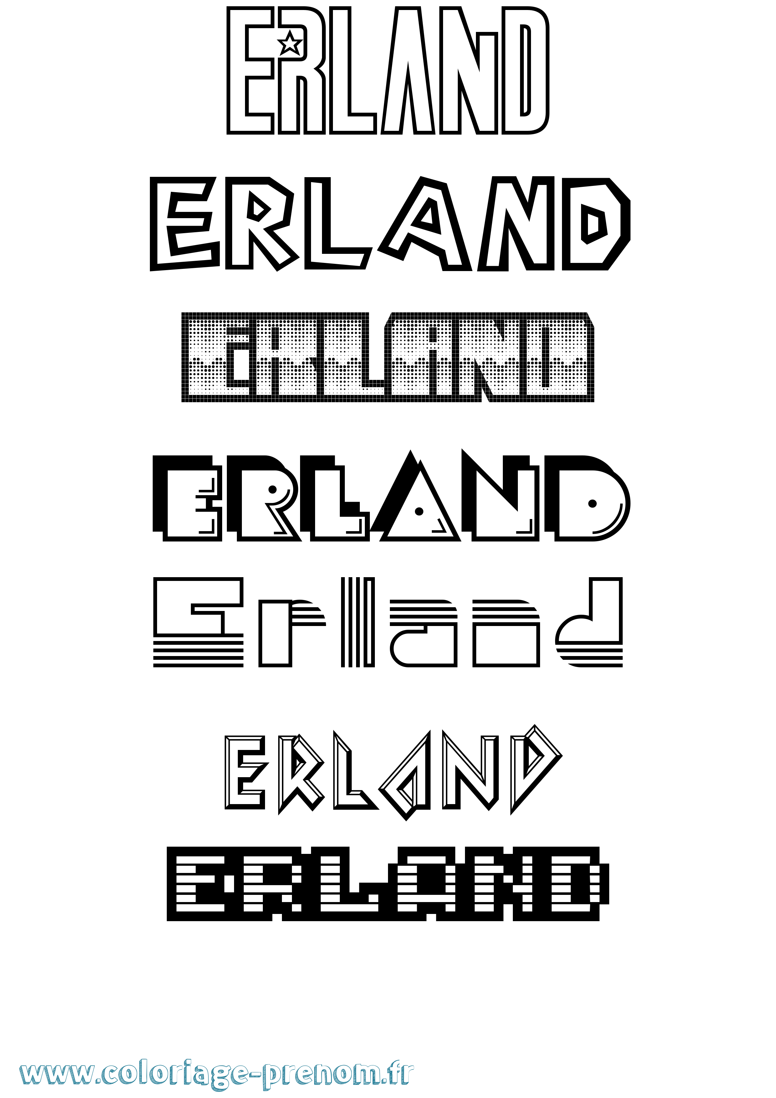 Coloriage prénom Erland Jeux Vidéos