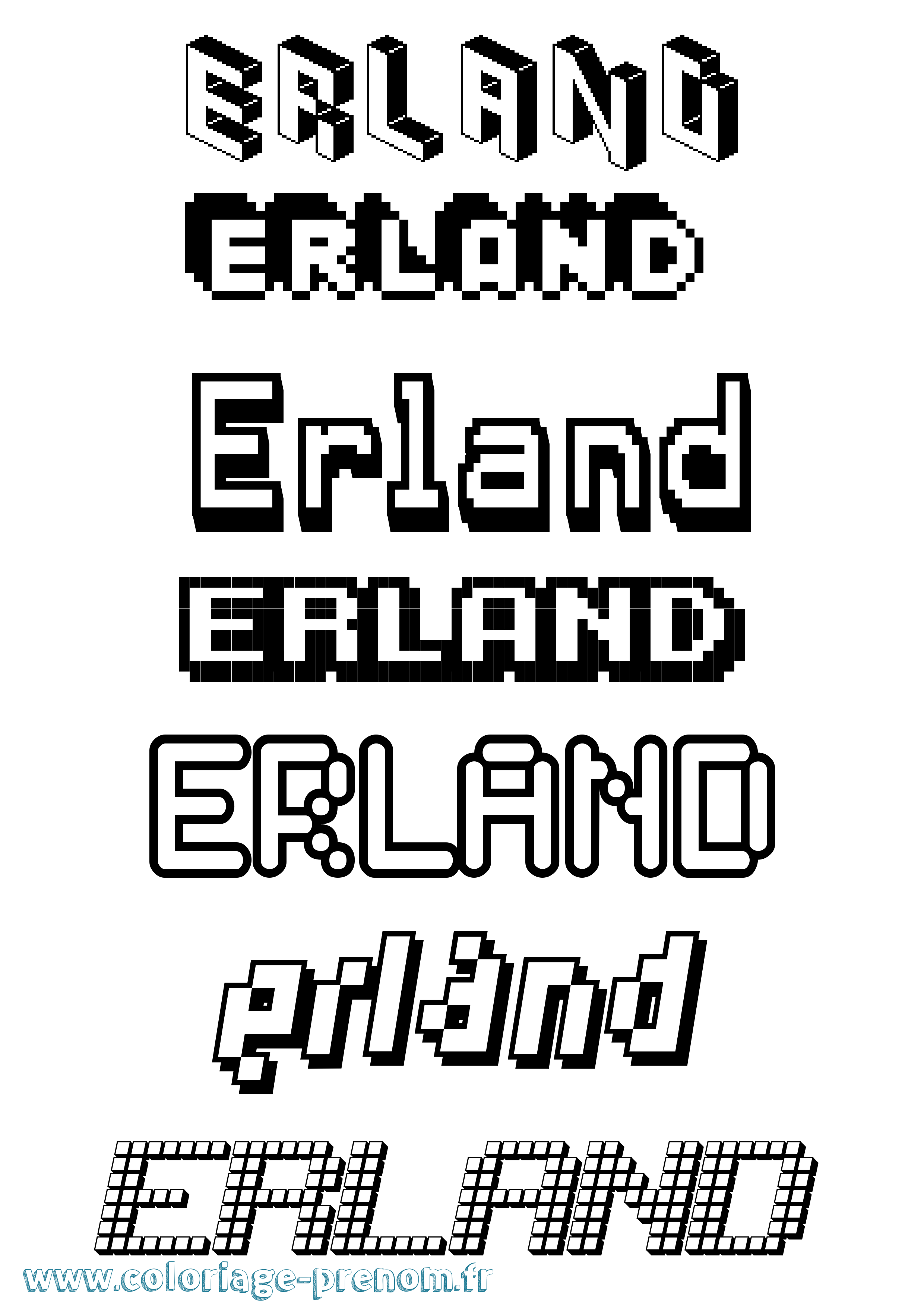Coloriage prénom Erland Pixel